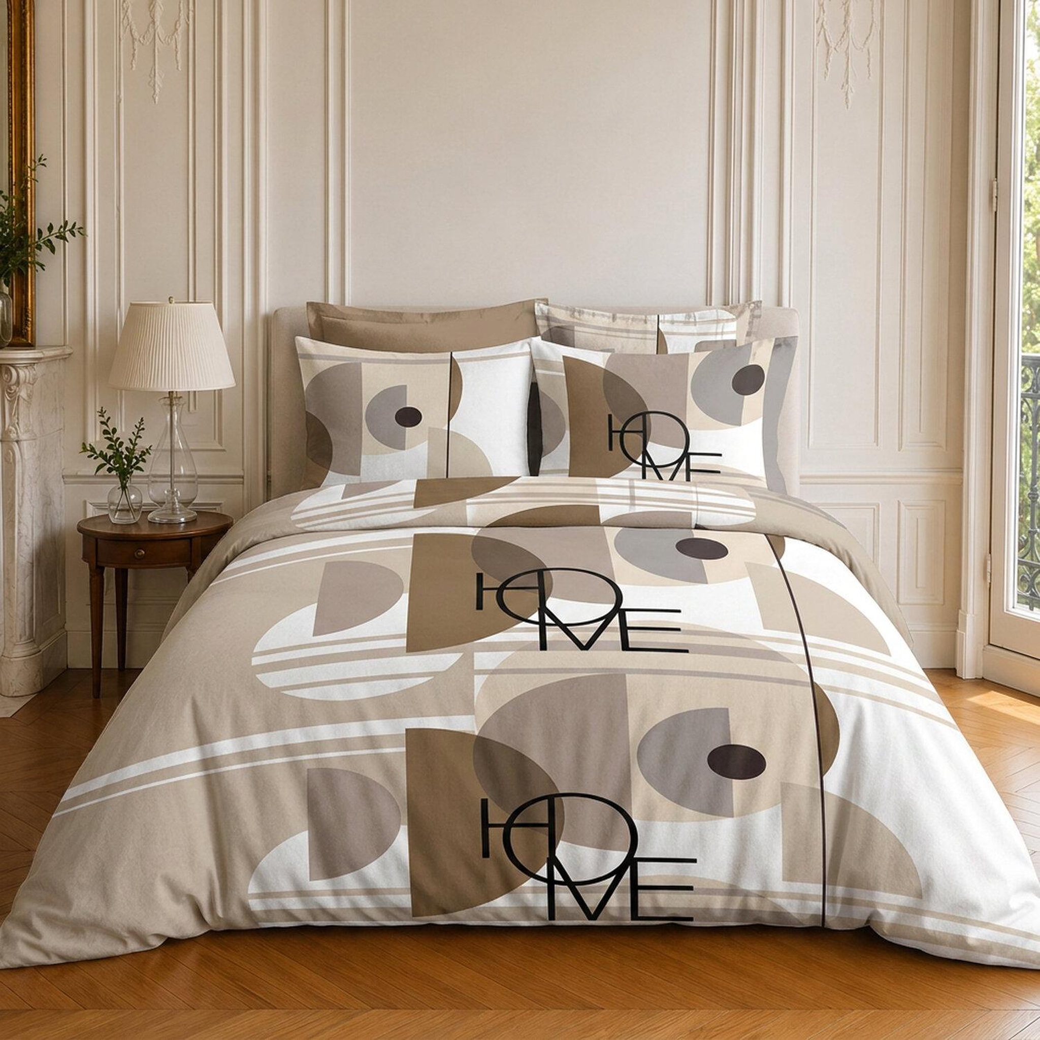 Home collection Parure housse de couette imprimée 100% coton 57 fils - théodore home - 220x240 cm
