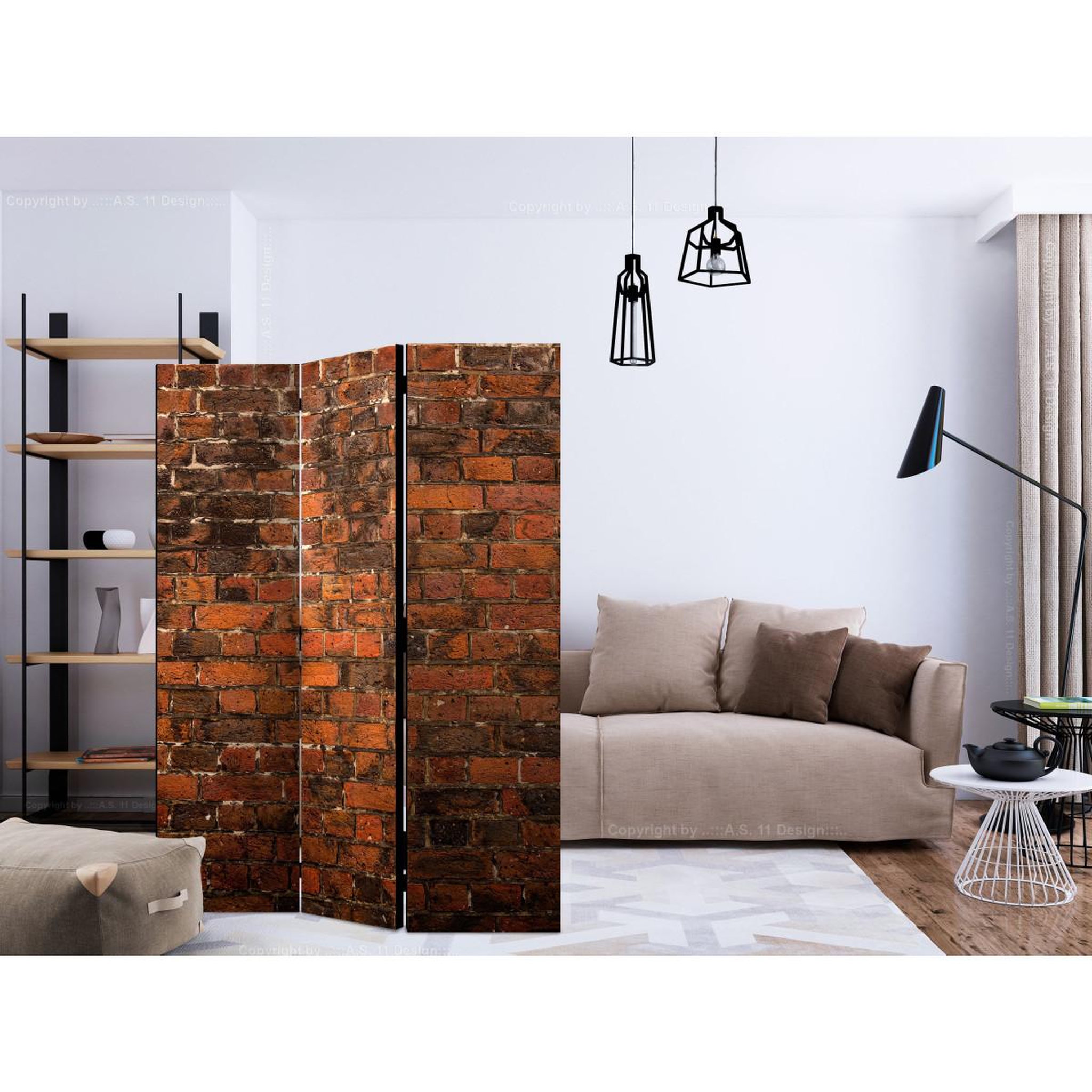 Voir la diapositive 2 : Paris Prix Paravent 3 volets  old brick wall  135x172cm
