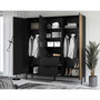 Voir la diapositive 2 : BEST MOBILIER Savanna - armoire - effet bois et noir - 185x180 cm