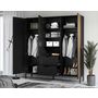 Voir la diapositive 2 : BEST MOBILIER Savanna - armoire - effet bois et noir - 185x180 cm