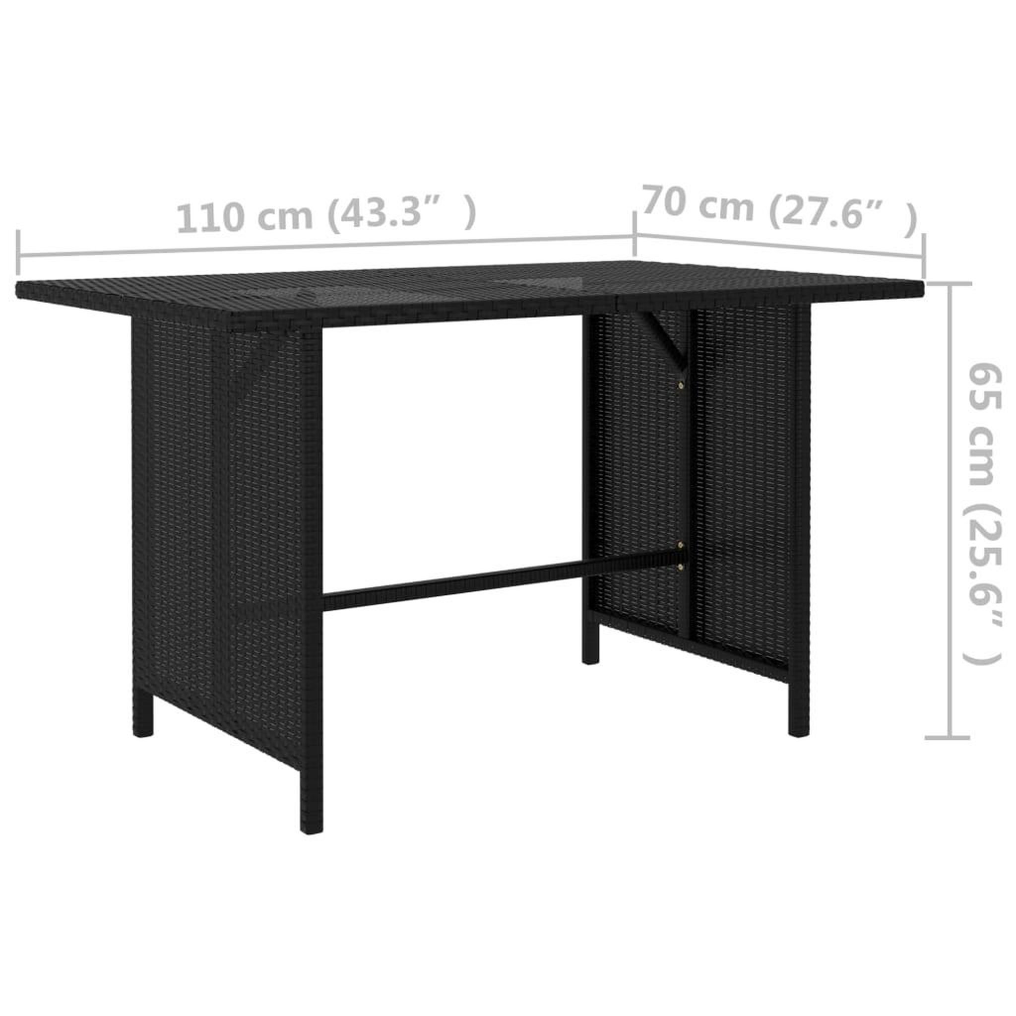 Voir la diapositive 5 : VIDAXL Table a manger de jardin Noir 110x70x65 cm Resine tressee