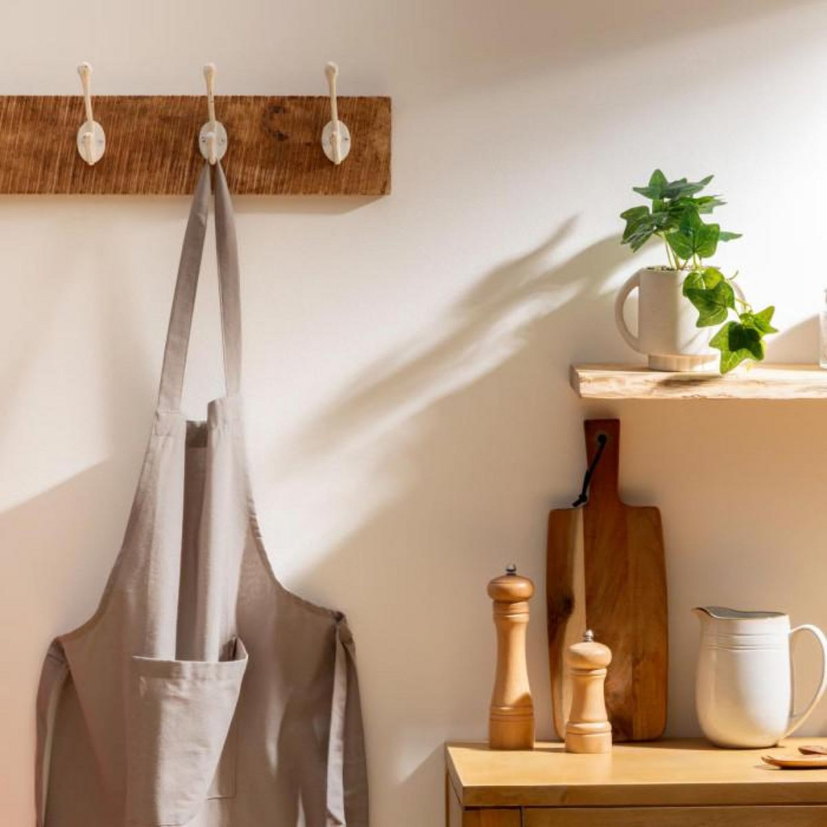 ATMOSPHERA Tablier de Cuisine  Coton  80cm Gris Clair