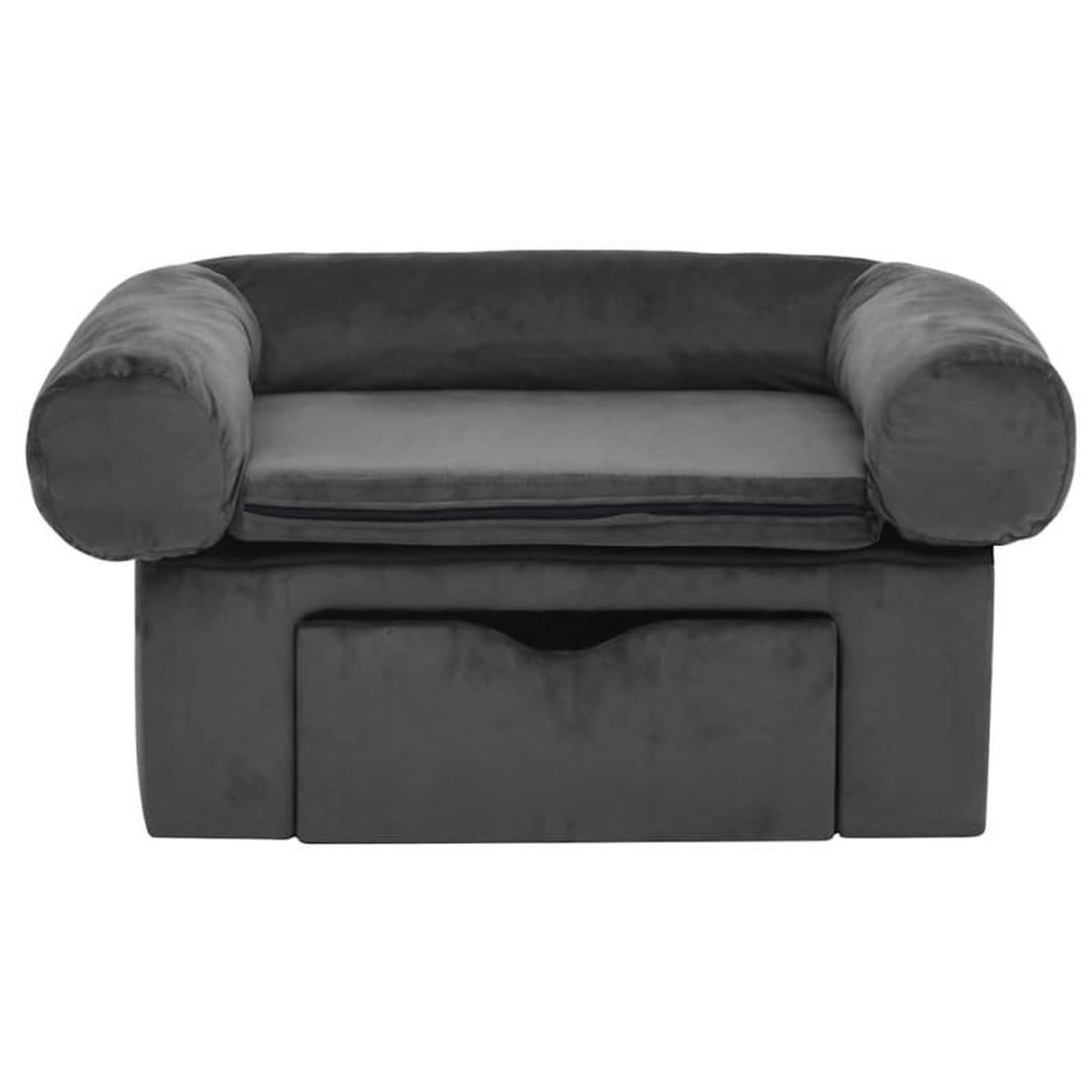 Voir la diapositive 3 : VIDAXL Canapé pour chien avec tiroir Gris foncé 75x50x38 cm Peluche