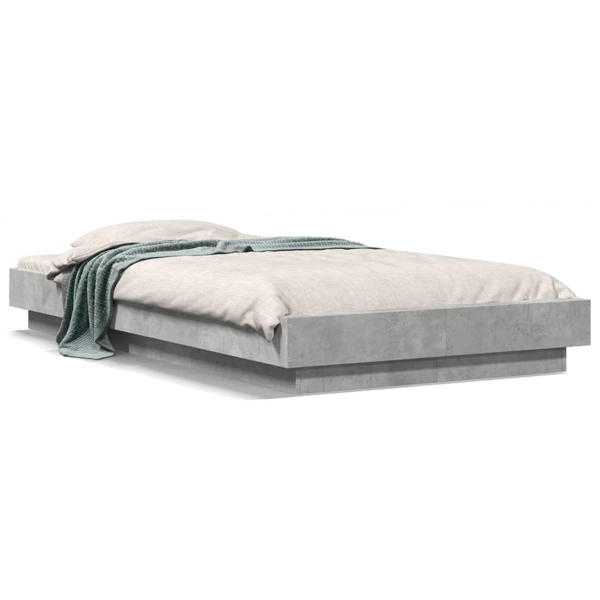 Voir la diapositive 2 : VIDAXL Cadre de lit et lumieres LED sans matelas gris beton 90x200 cm