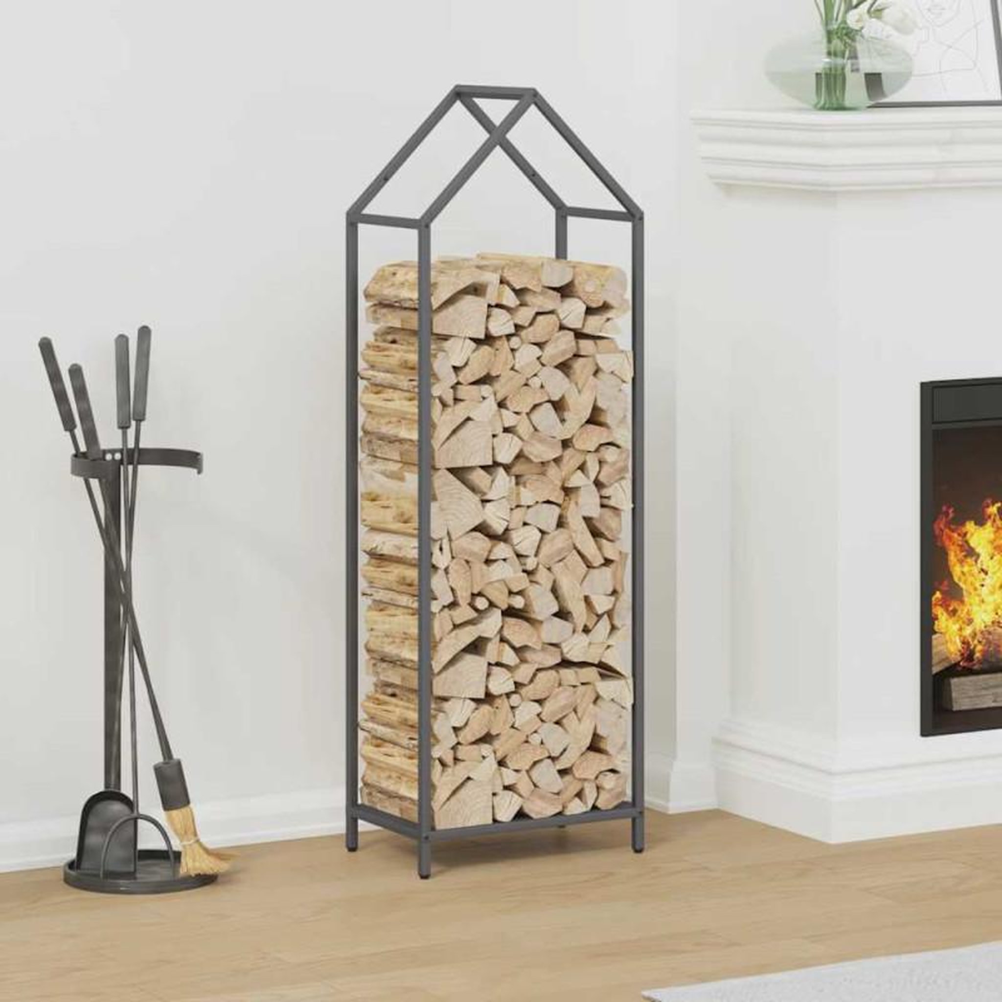 Voir la diapositive 1 : VIDAXL Portant de bois chauffage anthracite 40x25x120 cm