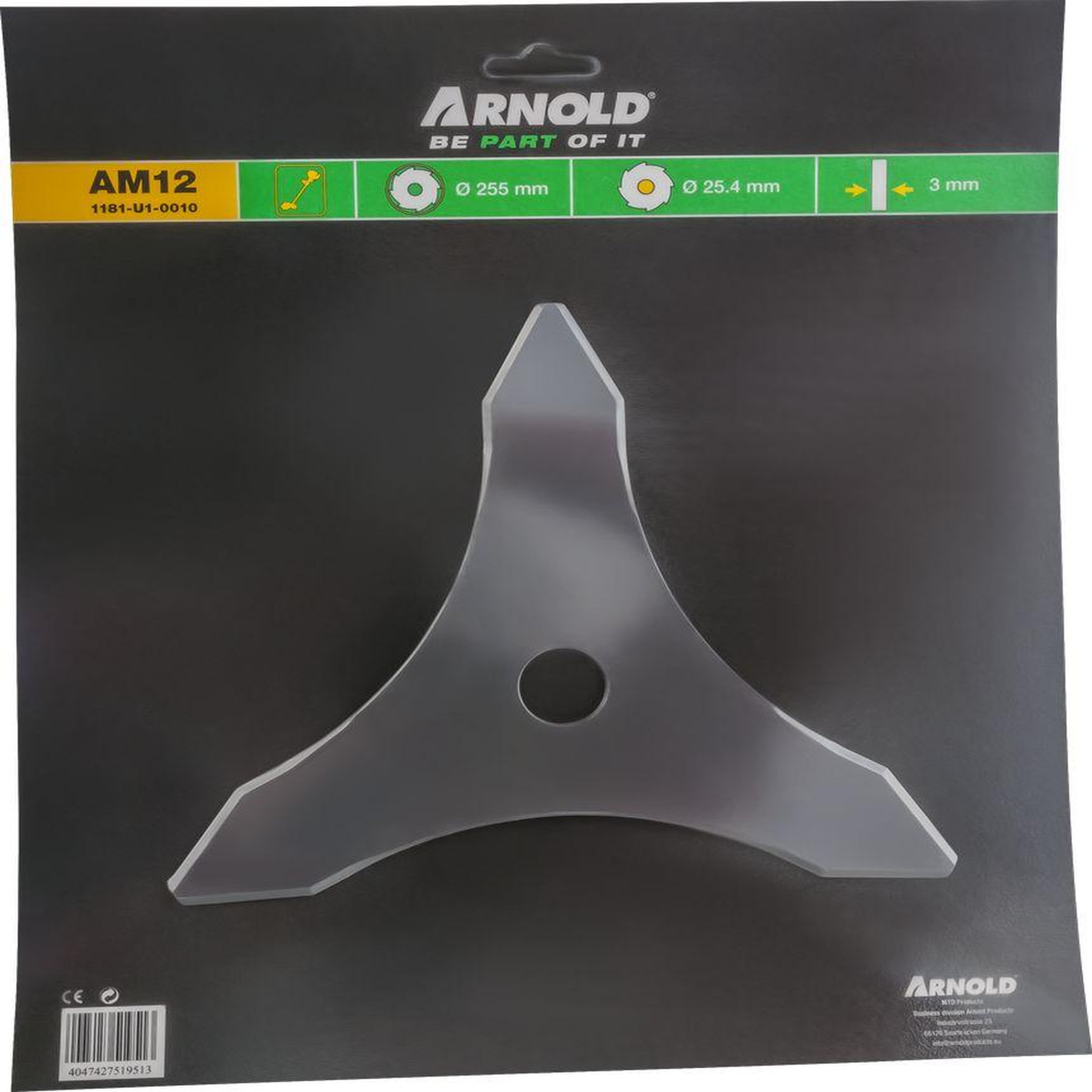 ARNOLD Lame de débroussailleuse 25,5 cm - alésage 25,4 mm