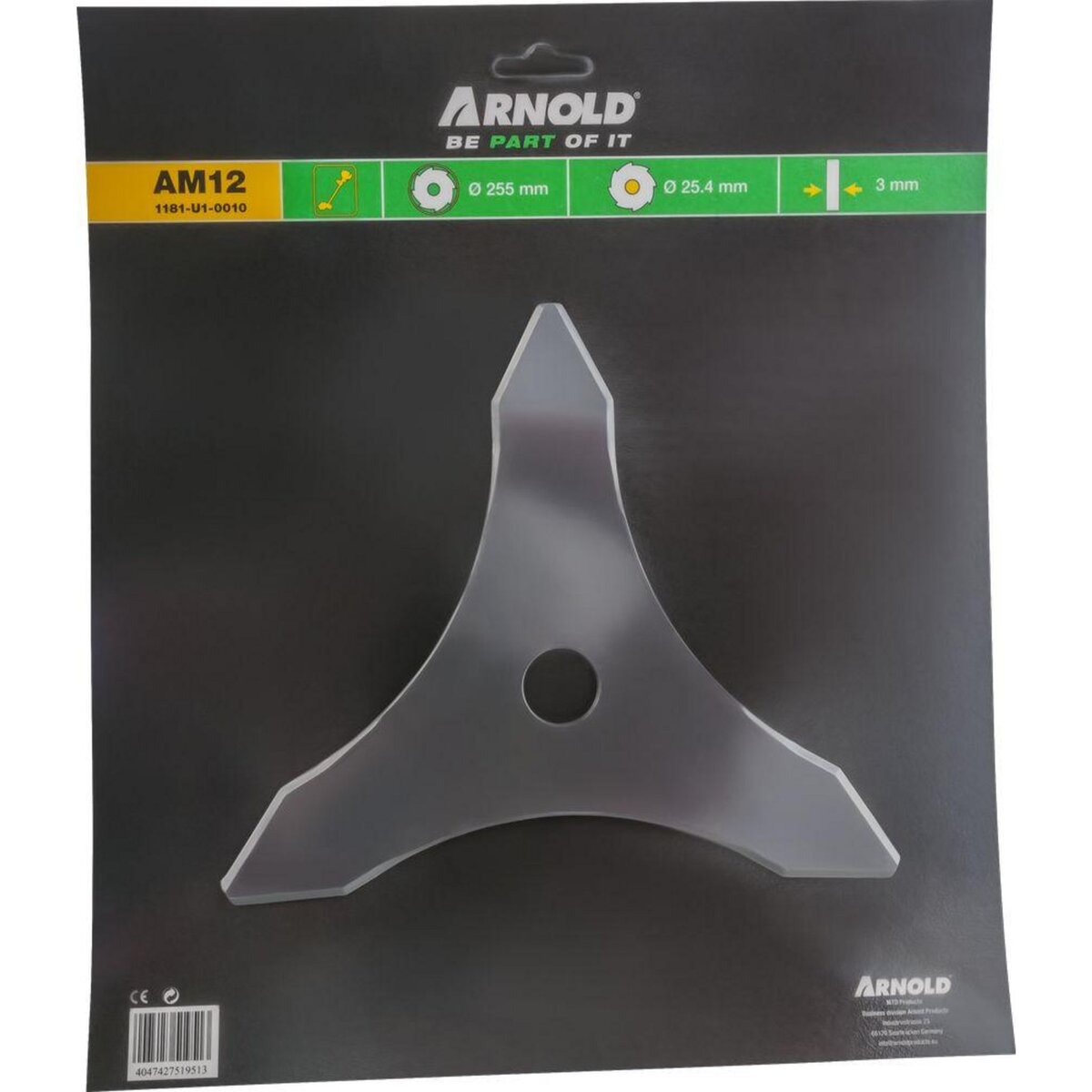 ARNOLD Lame de débroussailleuse 25,5 cm - alésage 25,4 mm