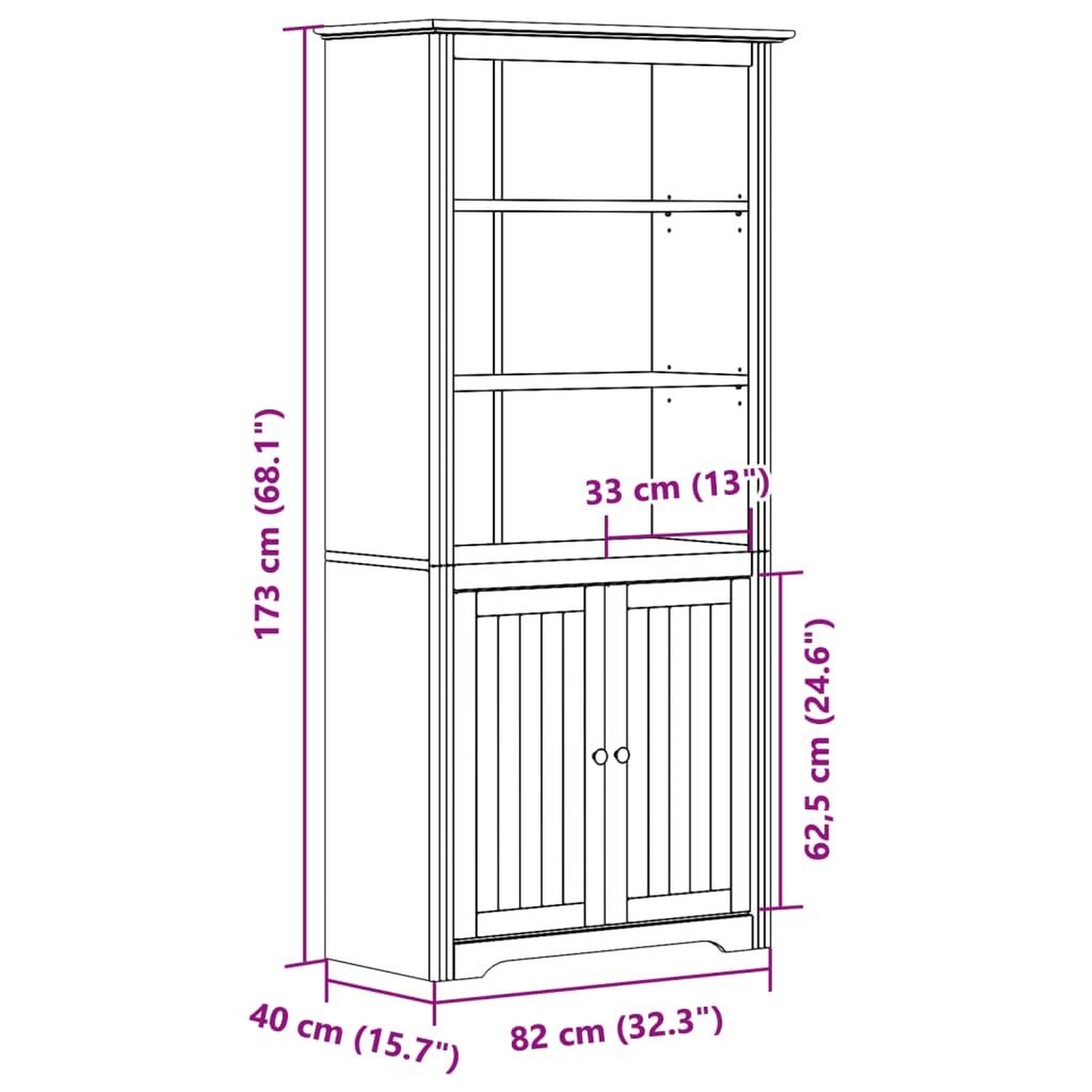 Voir la diapositive 6 : VIDAXL Bibliotheque BODO blanc and marron 82x40x173 cm bois massif pin