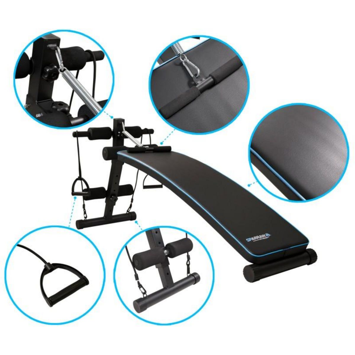 SPARRAW Banc de Musculation ARTEMIS Appareil de fitness multifonction avec sangles de résistance et Hauteur réglable