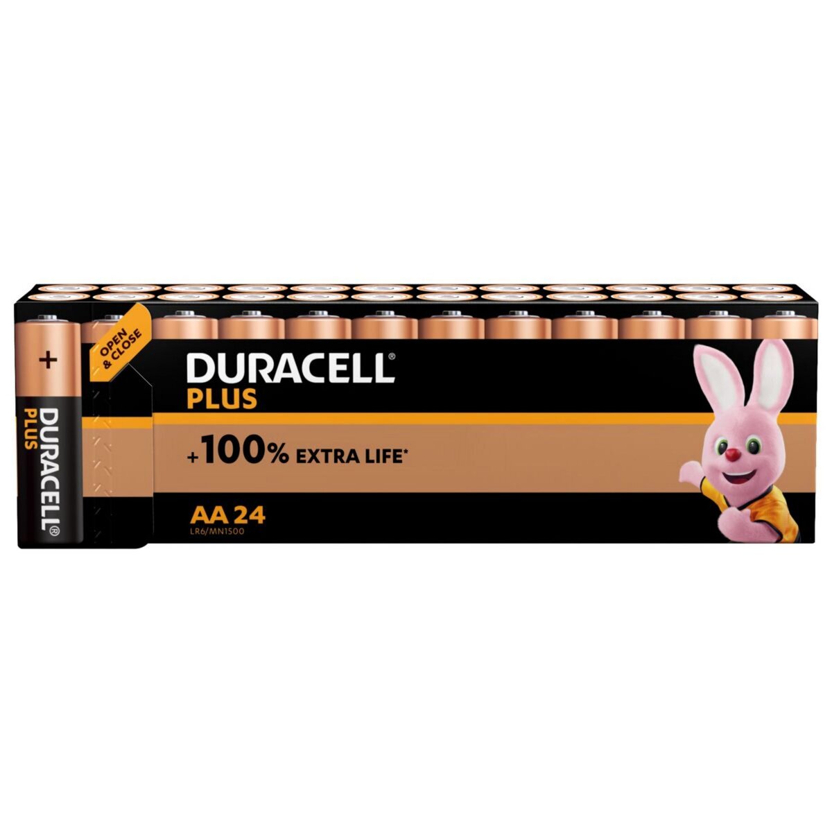 DURACELL Lot de 24 piles duracell plus 100 % AA panière