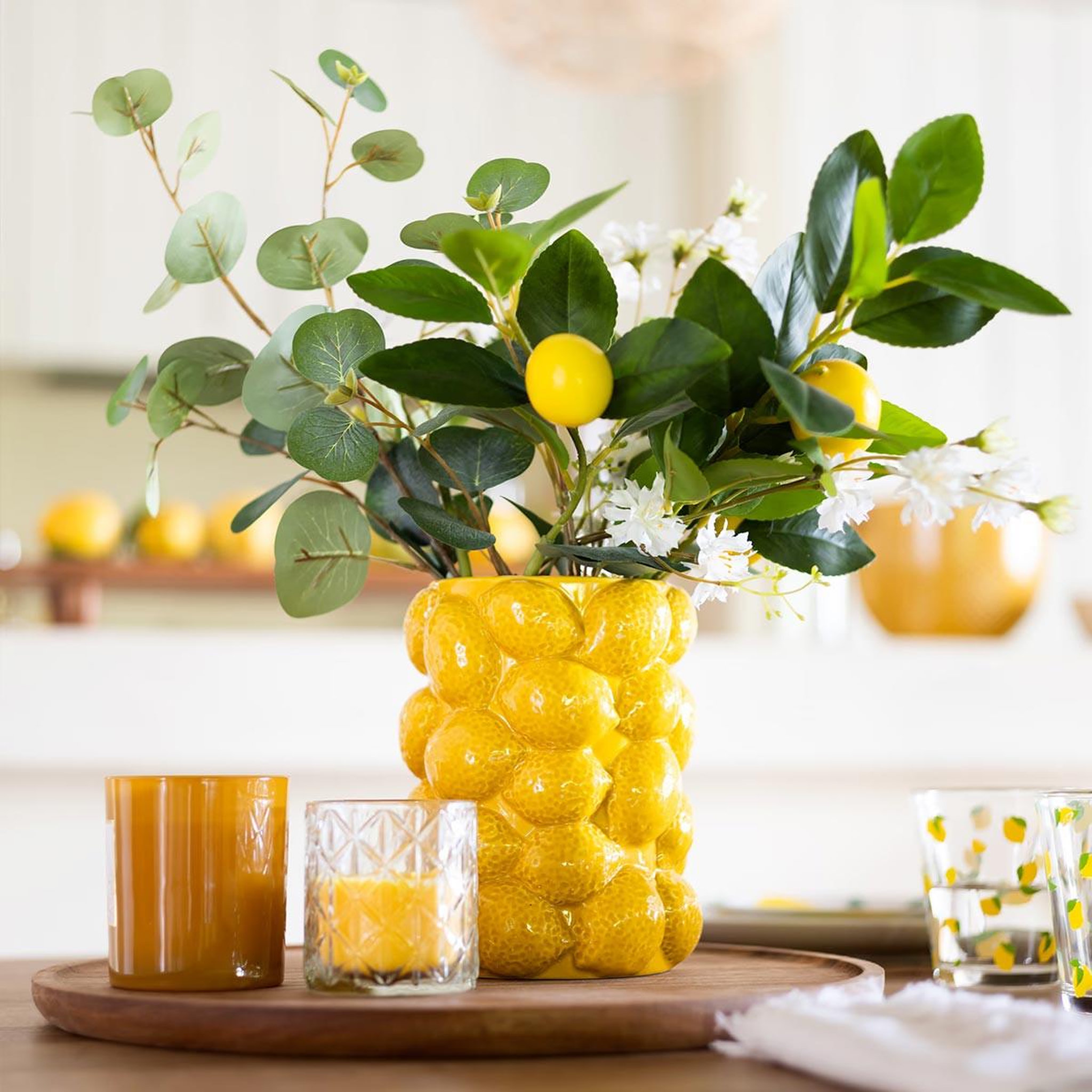 Voir la diapositive 3 : ATMOSPHERA Vase citron en céramique  yucatan  18cm jaune