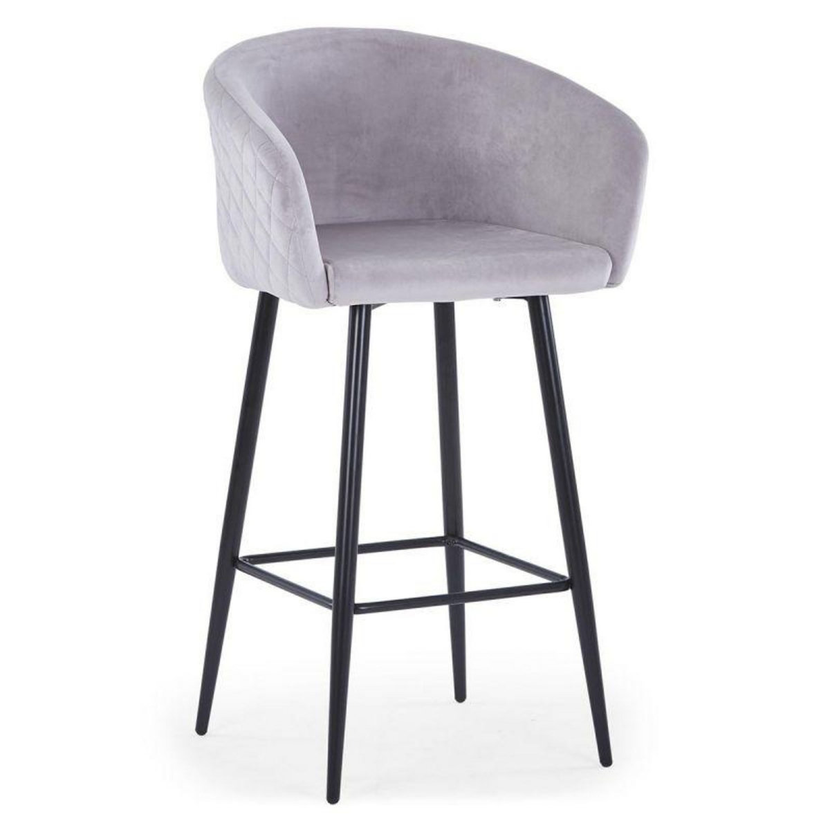 Paris Prix Tabouret de Bar en Velours  Kandi  106cm Argent