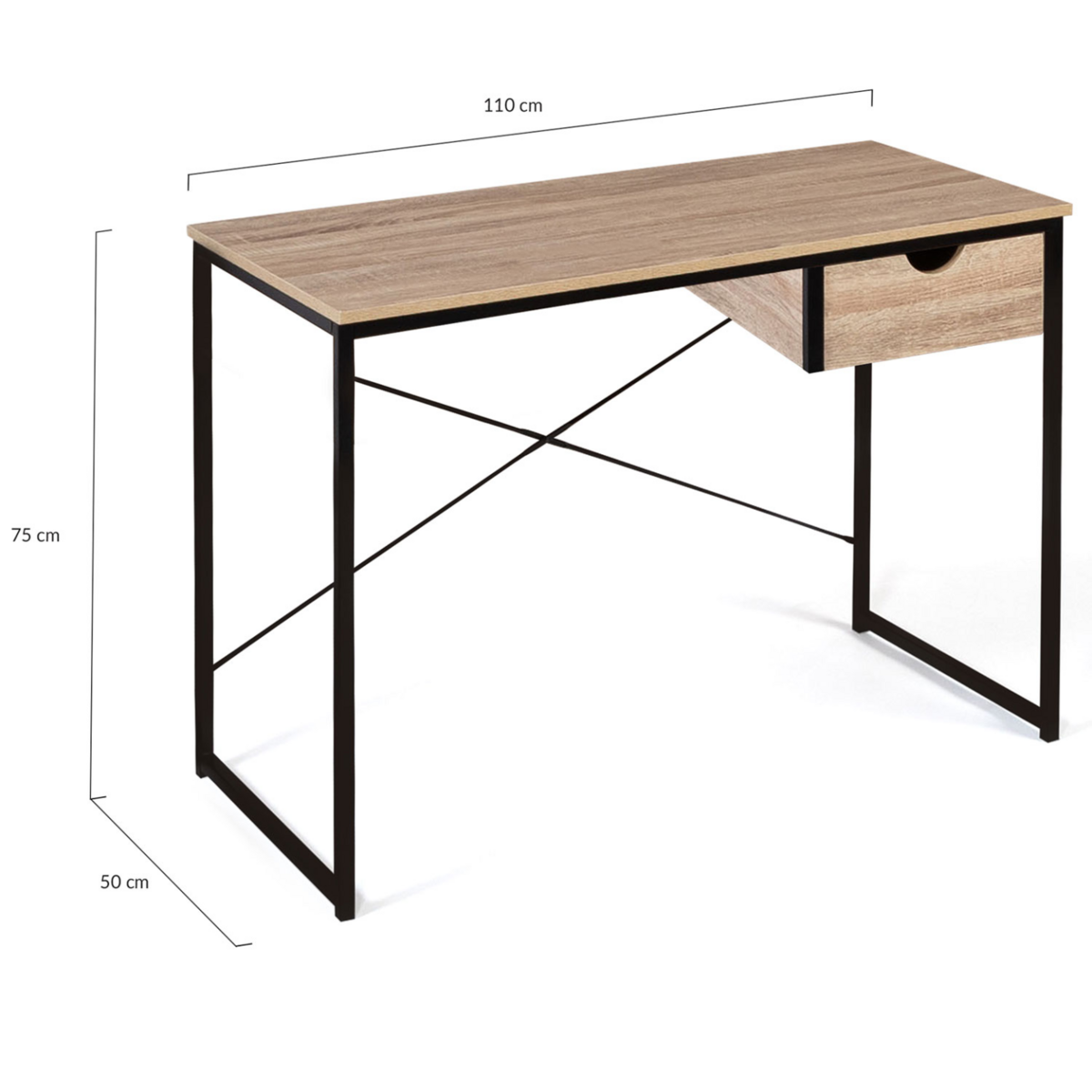 ID MARKET Bureau 1 tiroir latéral DETROIT design industriel