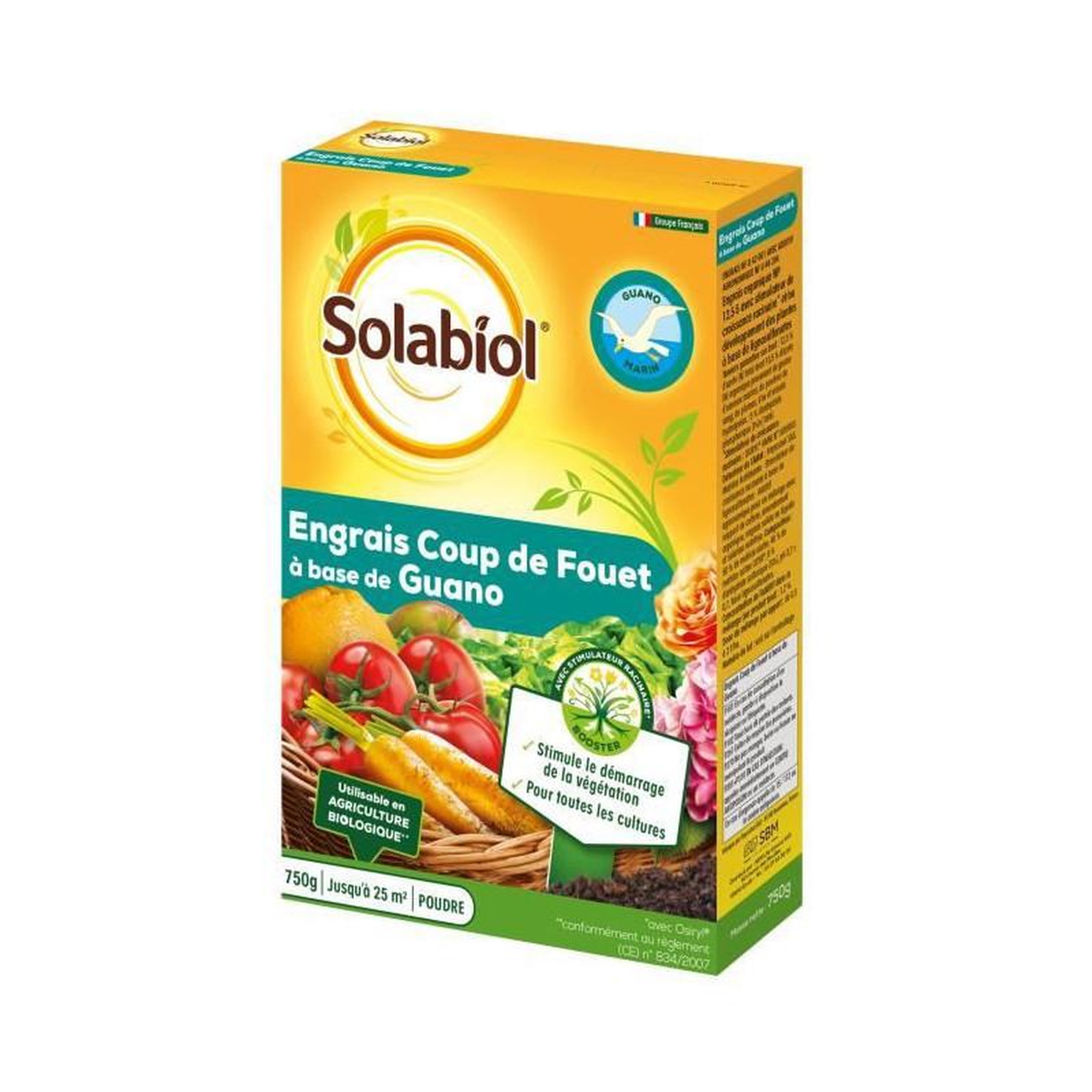 SOLABIOL SOLABIOL SOGUA750N SOGUA750N-Engrais Coup De Fouet a Base de Guano-Stimule Le Demarage de la Vegetation, Jaune