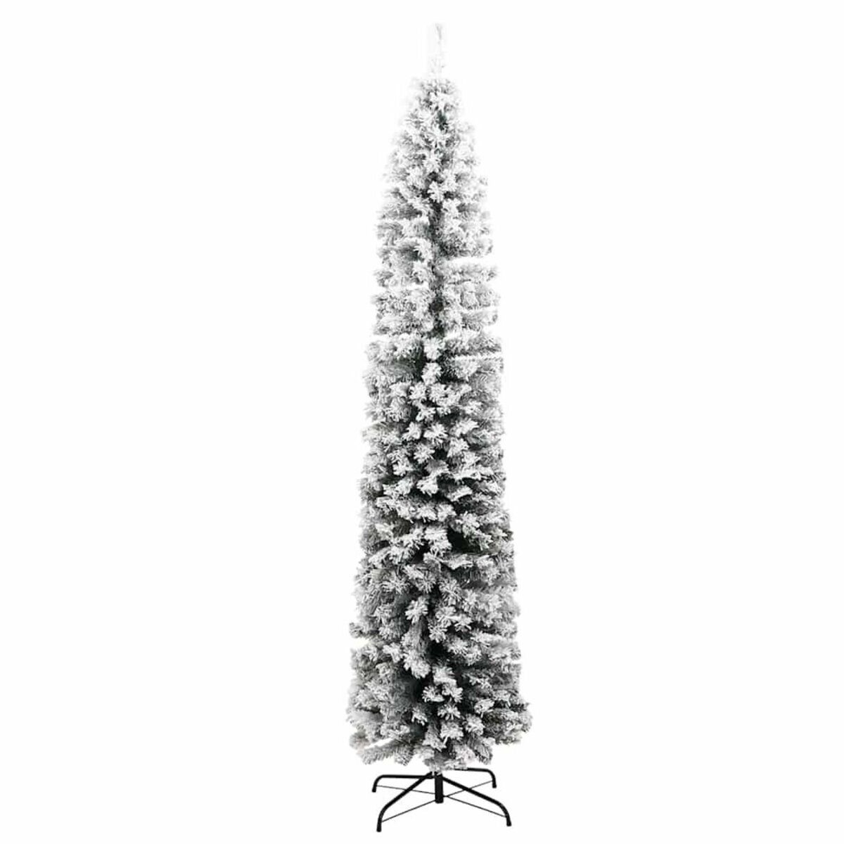 VIDAXL Sapin de Noël artificiel mince flocon de neige vert 210 cm PVC