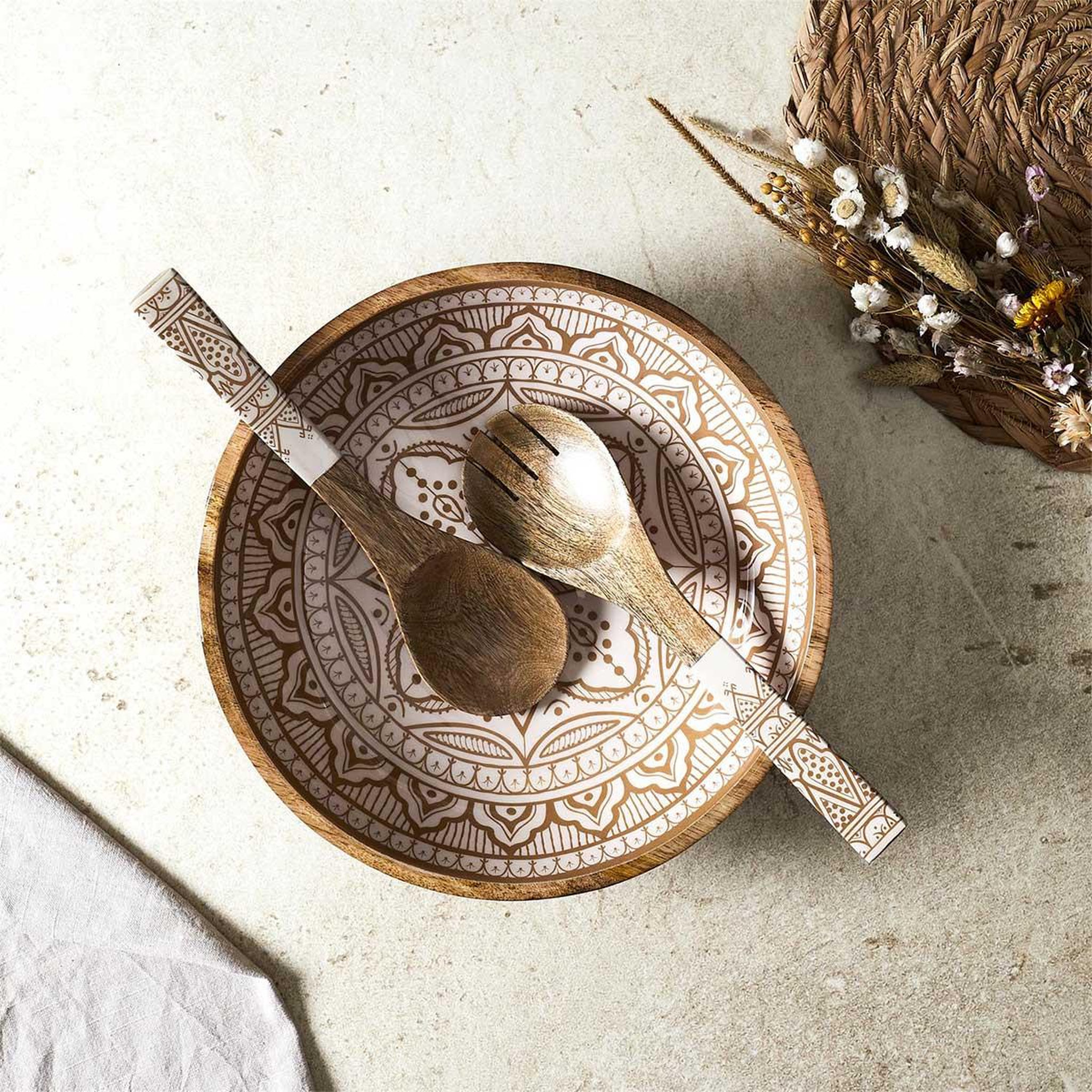 Voir la diapositive 3 : The Home Deco Factory Couverts à Salade en Bois  Dune  30cm Terracotta
