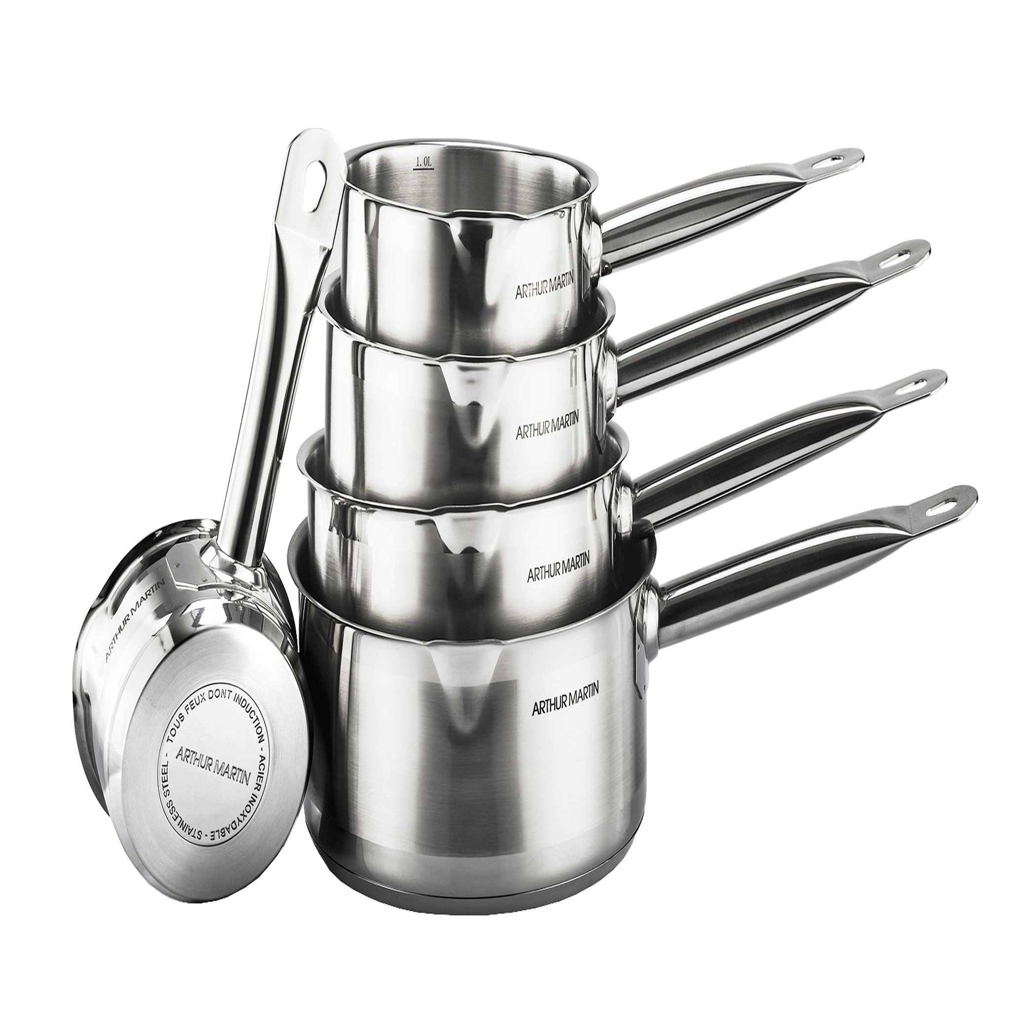 Arthur Martin Batterie de 5 casseroles Induction inox professionnel