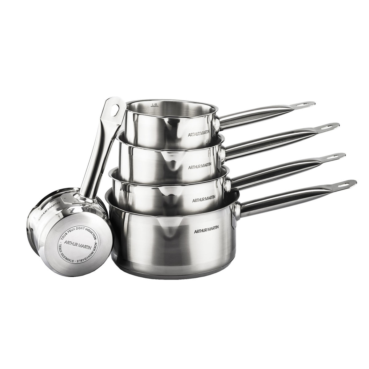 Arthur Martin Batterie de 5 casseroles Induction inox professionnel