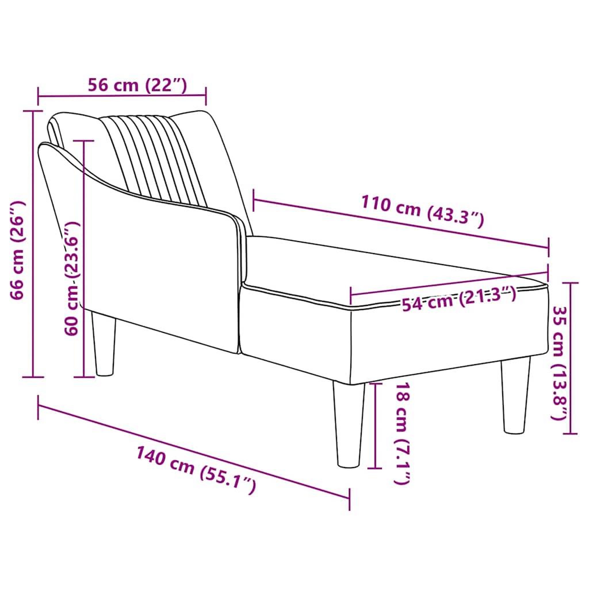 Voir la diapositive 6 : VIDAXL Fauteuil long avec accoudoir droit gris fonce tissu