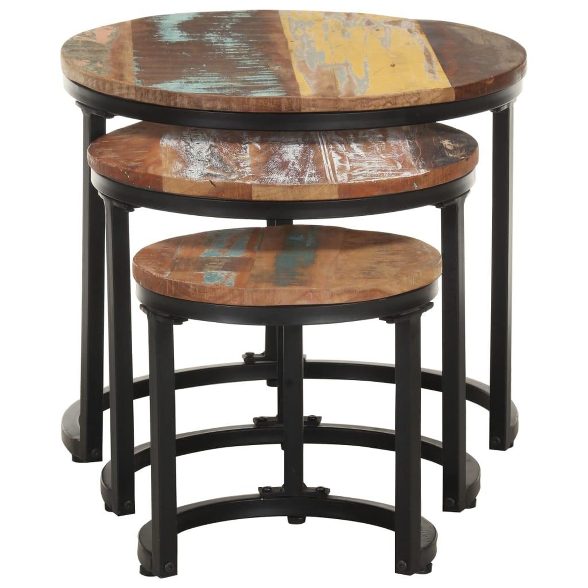 Voir la diapositive 2 : VIDAXL Tables d'appoint 3 pcs Bois de recuperation massif