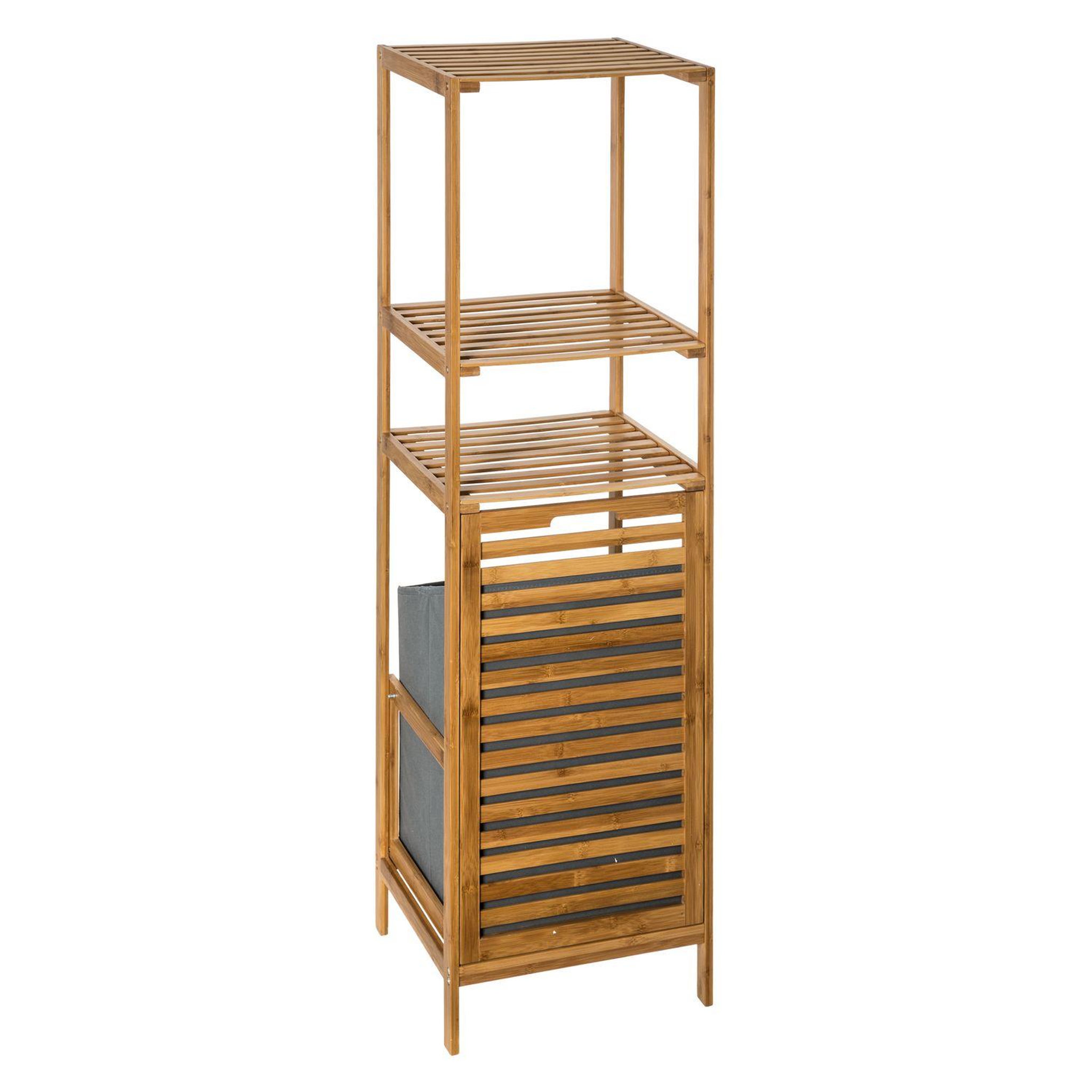 FIVE Etagère de salle de bain en bambou avec panière à linge intégrée - hauteur 118 cm