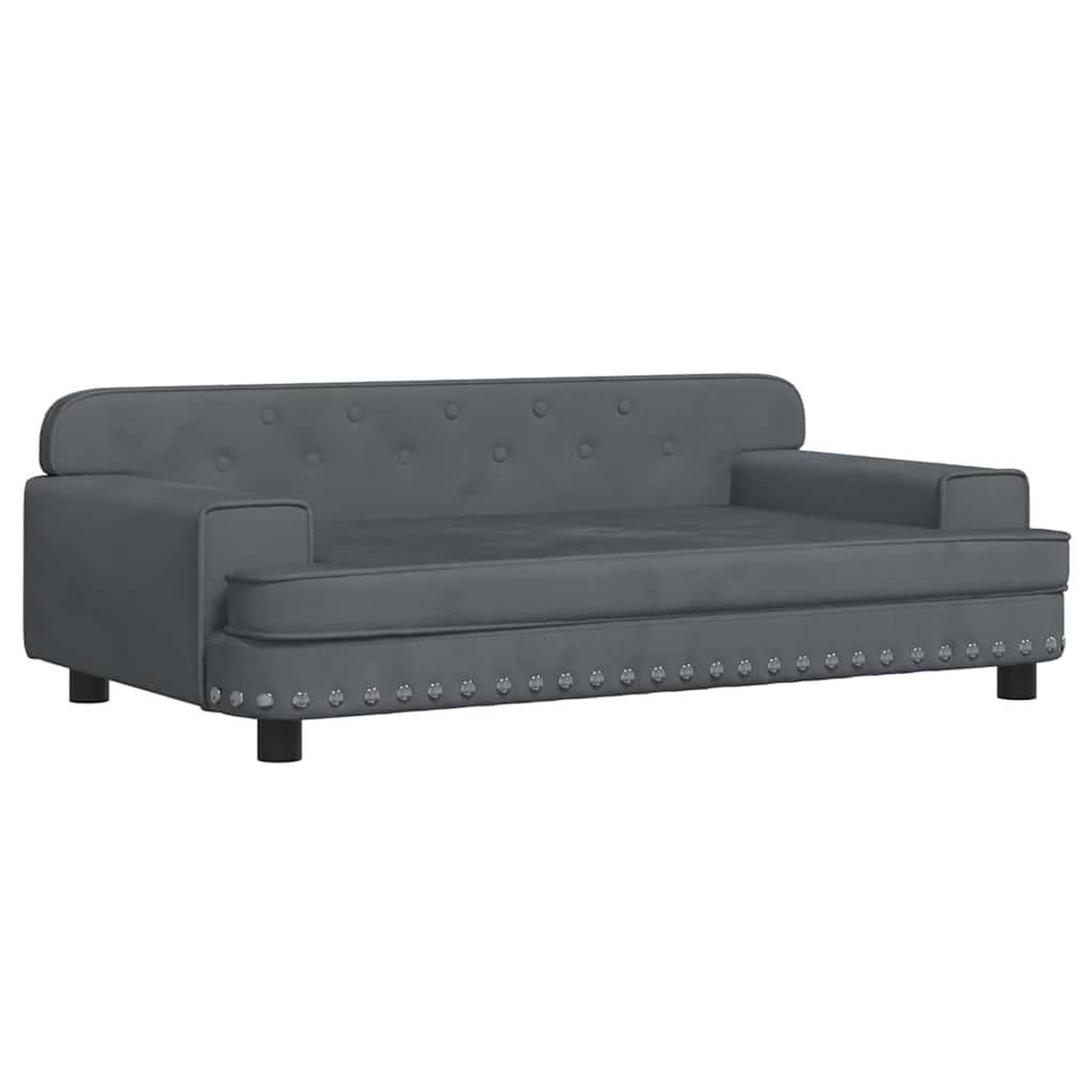 VIDAXL Lit pour chien gris fonce 90x53x30 cm velours