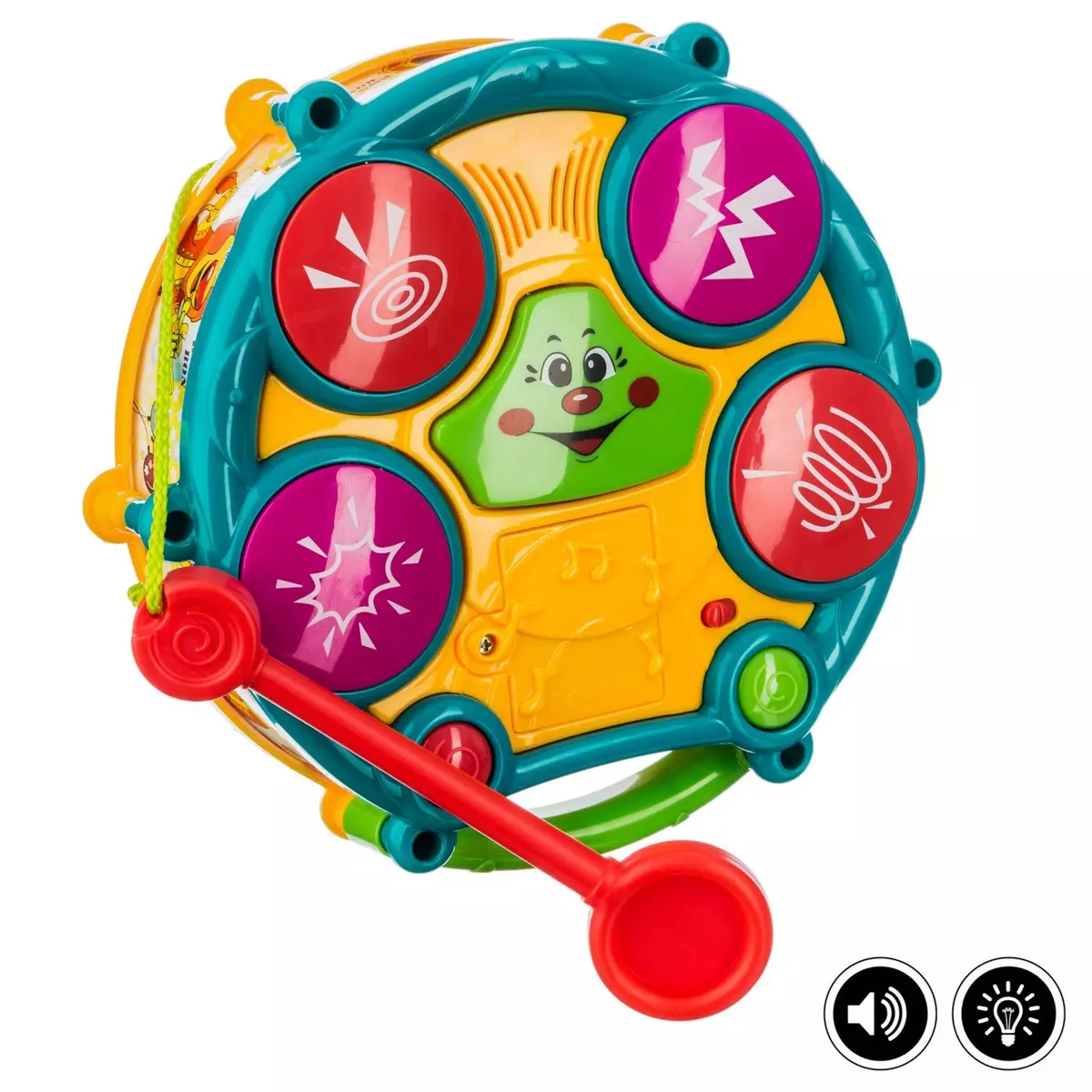 Be Toys Jouet éveil - Tambour électronique à double face - Multicolore