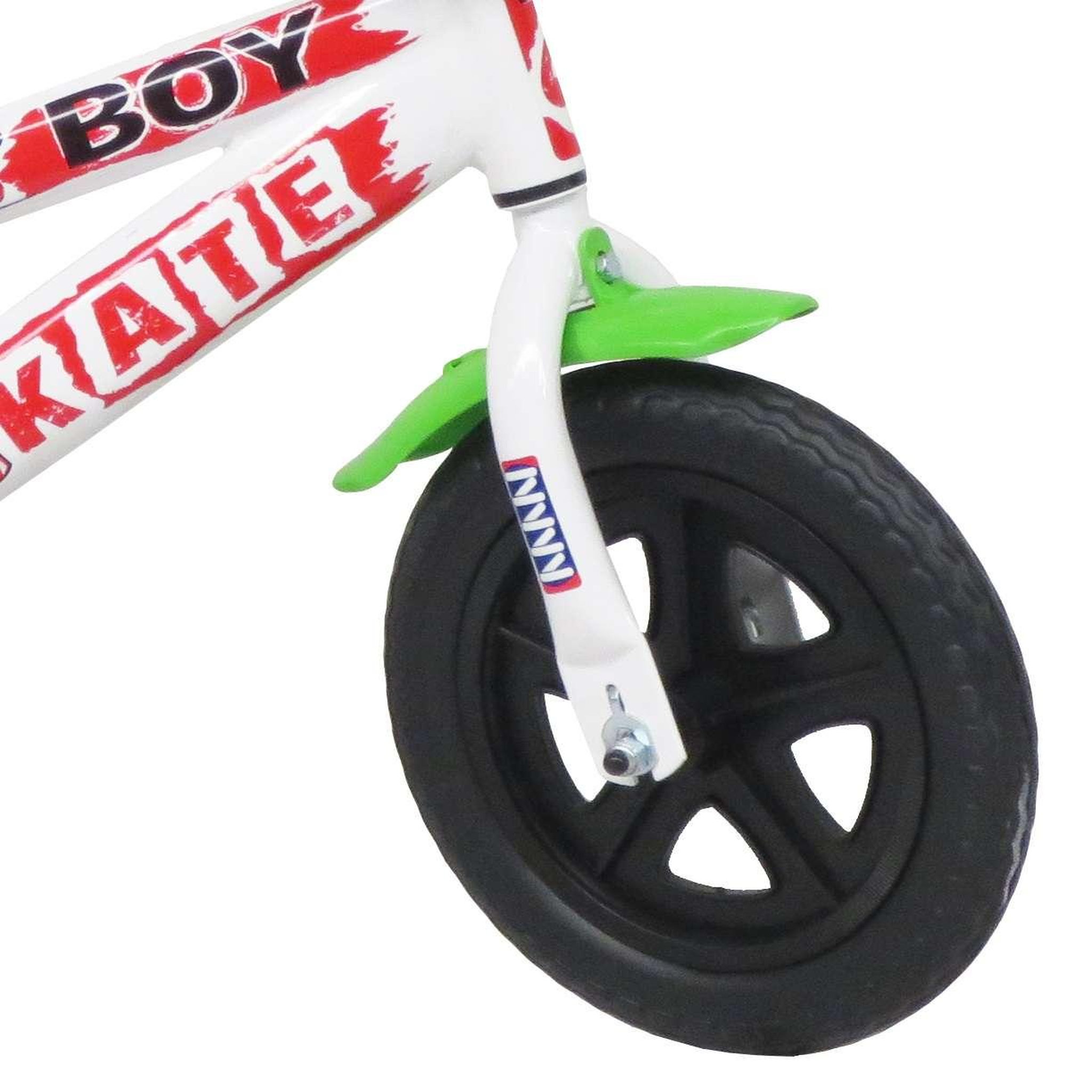 Voir la diapositive 3 : Vélo enfant - Modèle 10'' Skate pour enfant de 75/90 cm avec stabilisateurs - Plaque décorative avant et roues bâtons