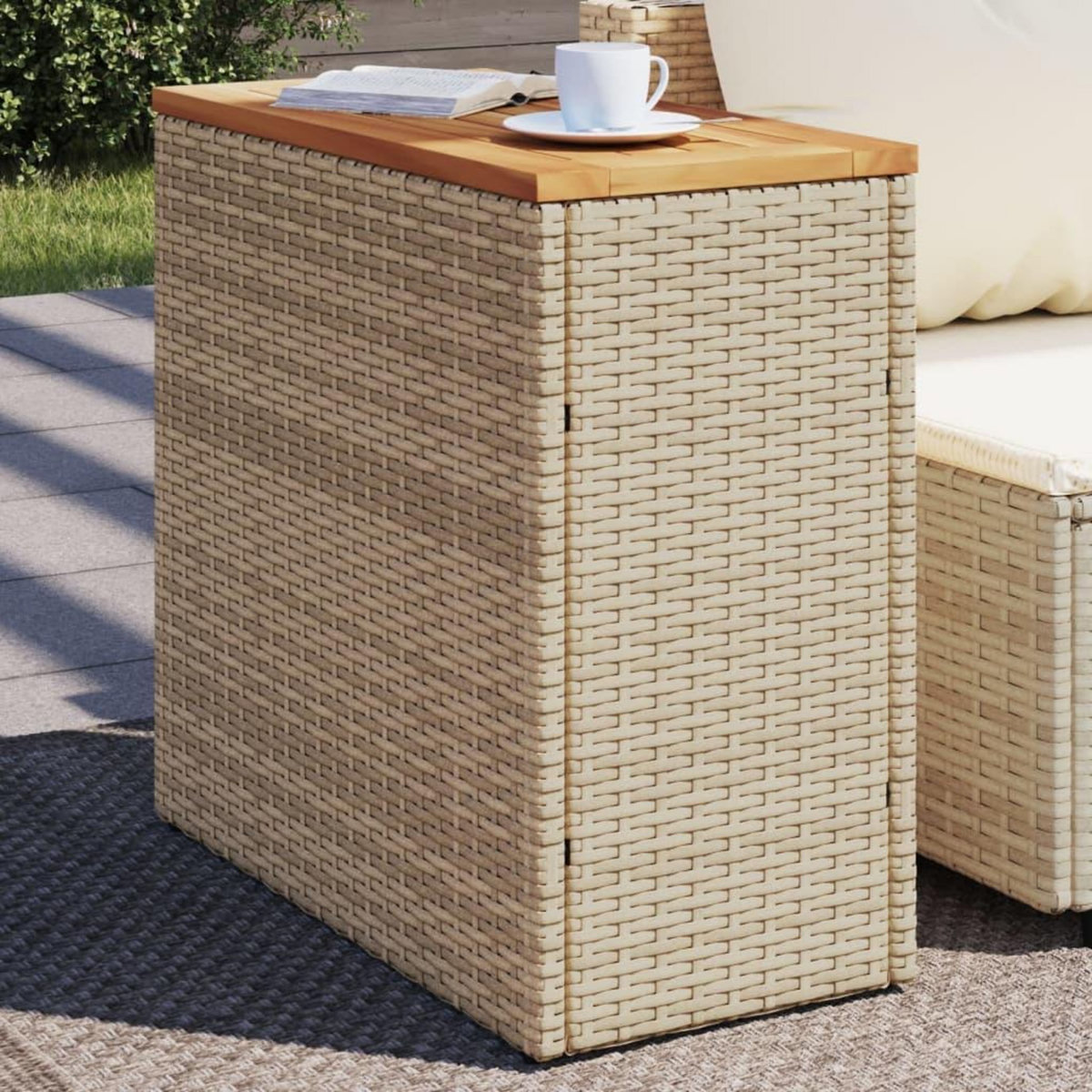 VIDAXL Table d'appoint de jardin dessus en bois beige 58x27,5x55 cm