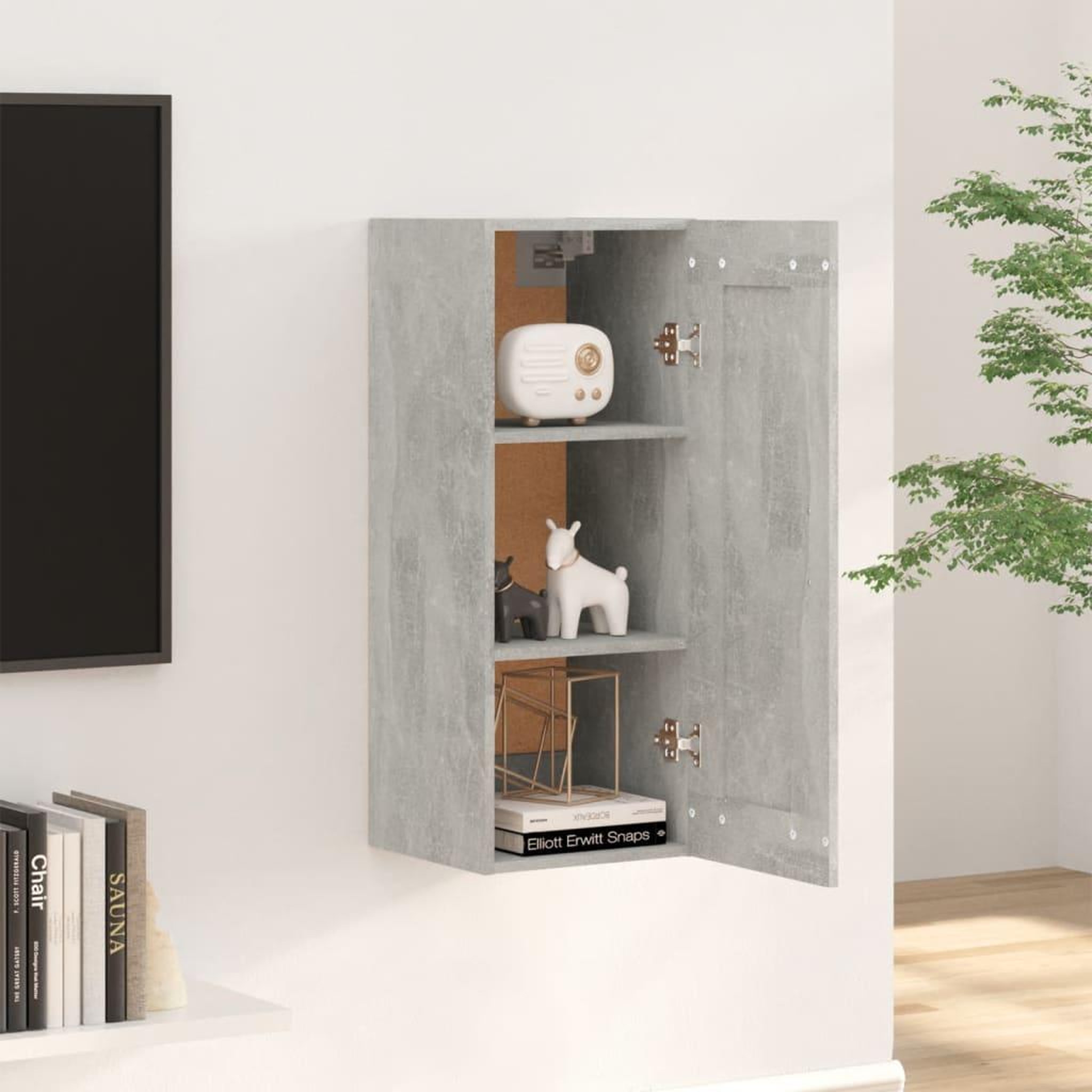 Voir la diapositive 3 : VIDAXL Armoire suspendue Gris beton 35x34x90 cm Bois d'ingenierie