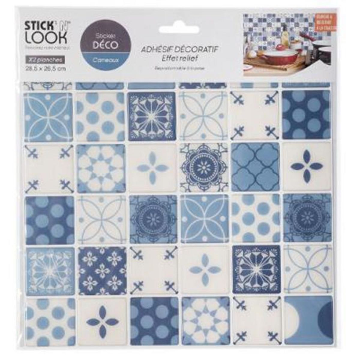 Paris Prix Lot de 2 Stickers Carrelage  Carreaux  26x28cm Bleu