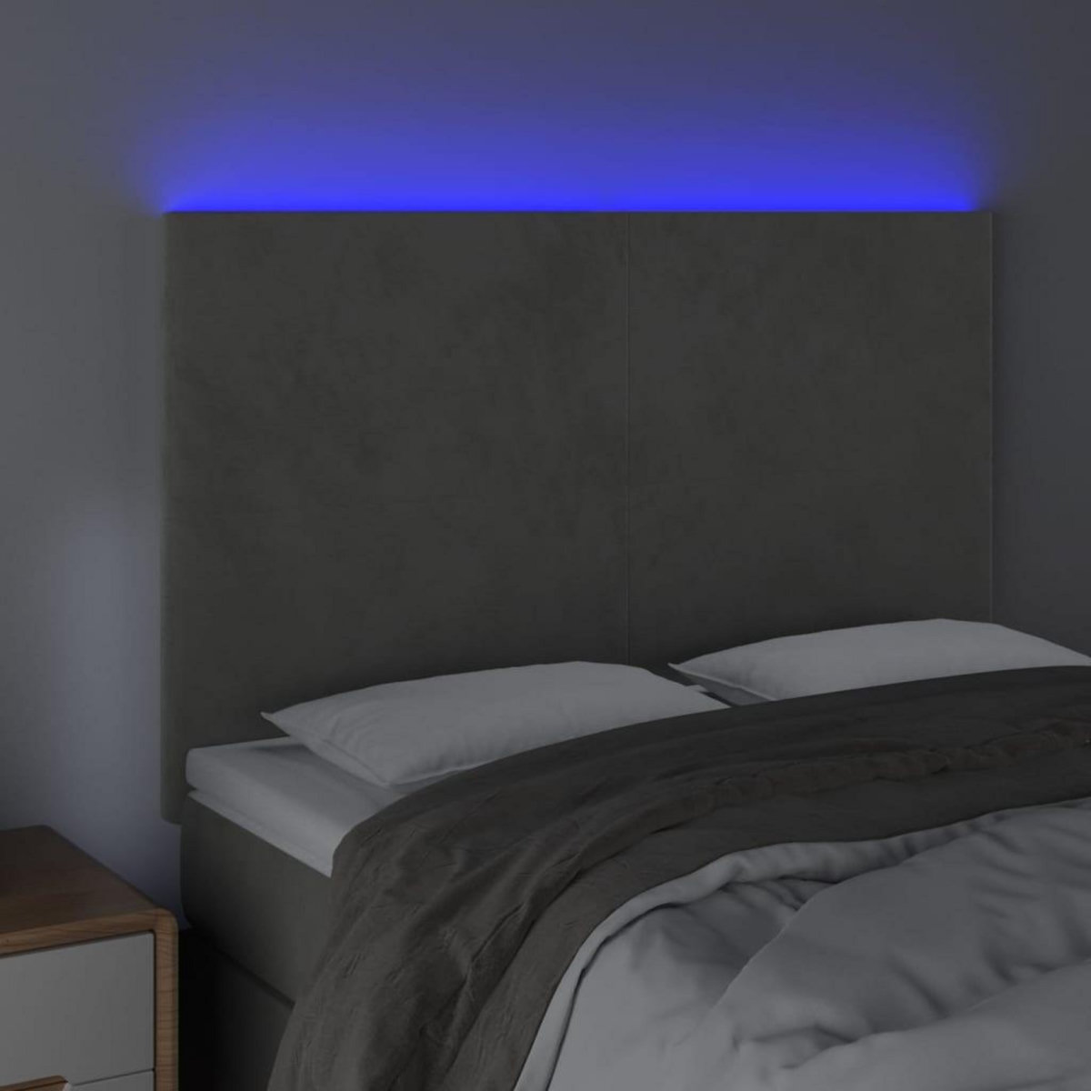 VIDAXL Tete de lit a LED Gris clair 144x5x118/128 cm Velours