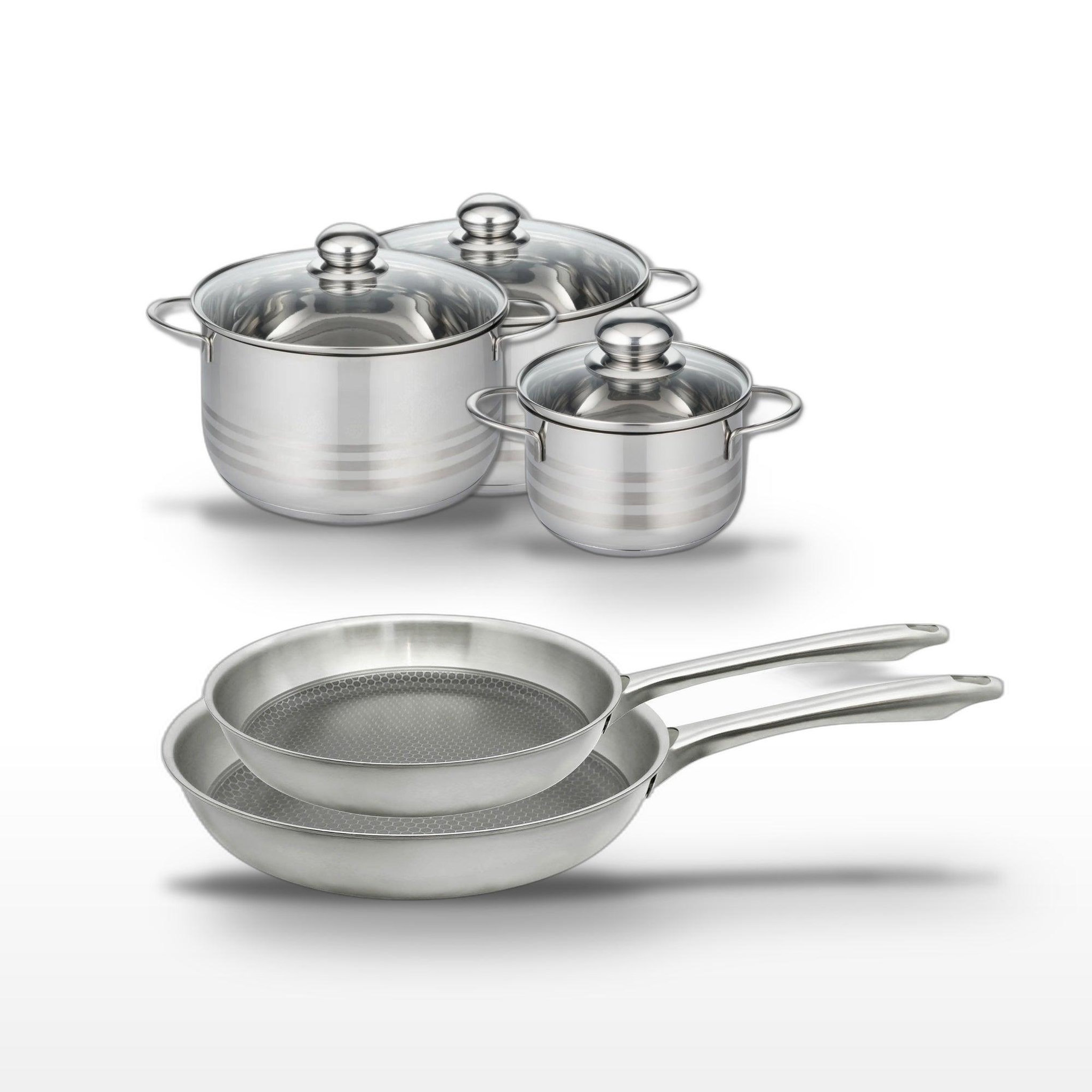 ELO Lot de 2 poêles 24/28 cm et 3 faitouts 16/20/24 cm elo relief passion
