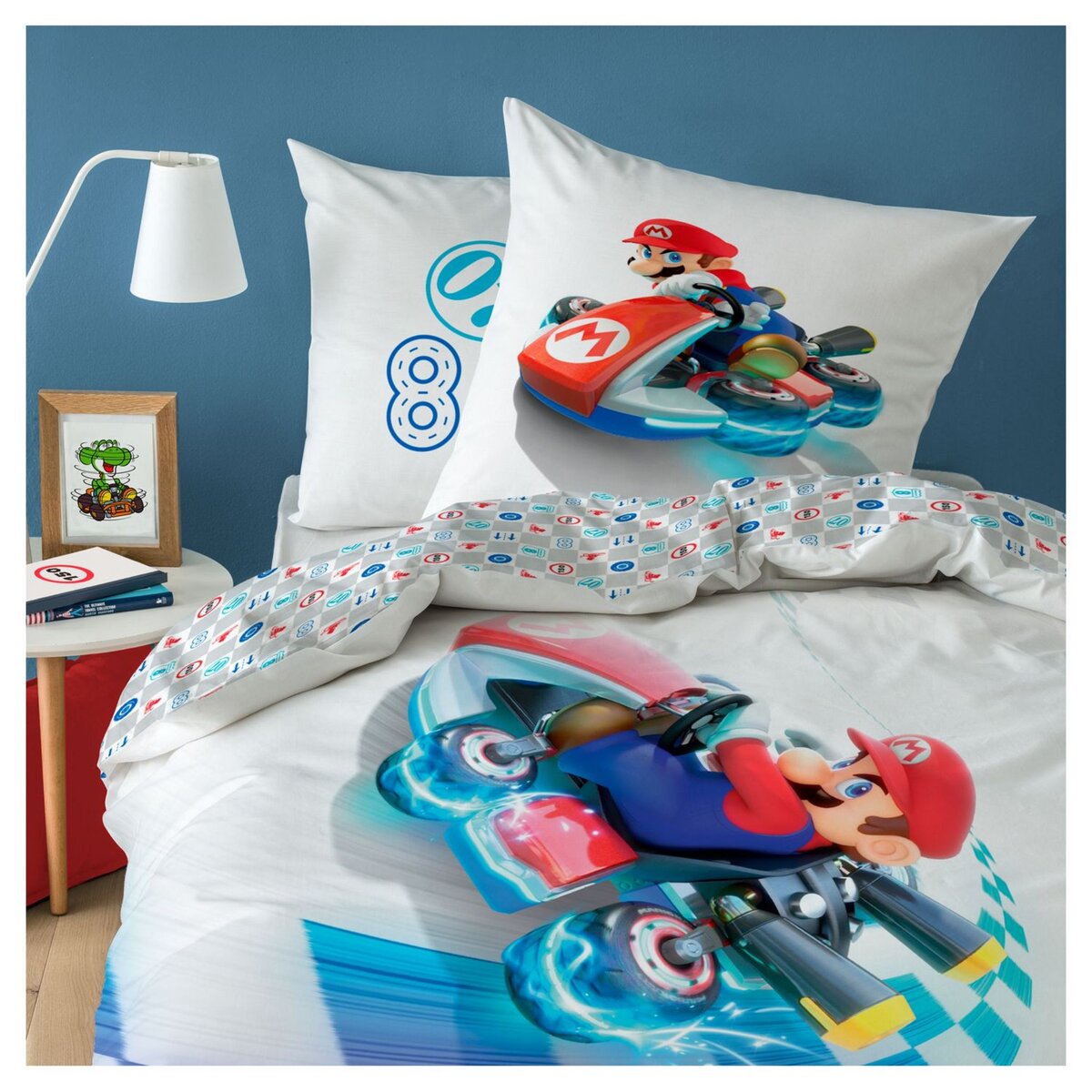 MARIO  Parure housse de couette coton 57 fils MARIO KART SPEED