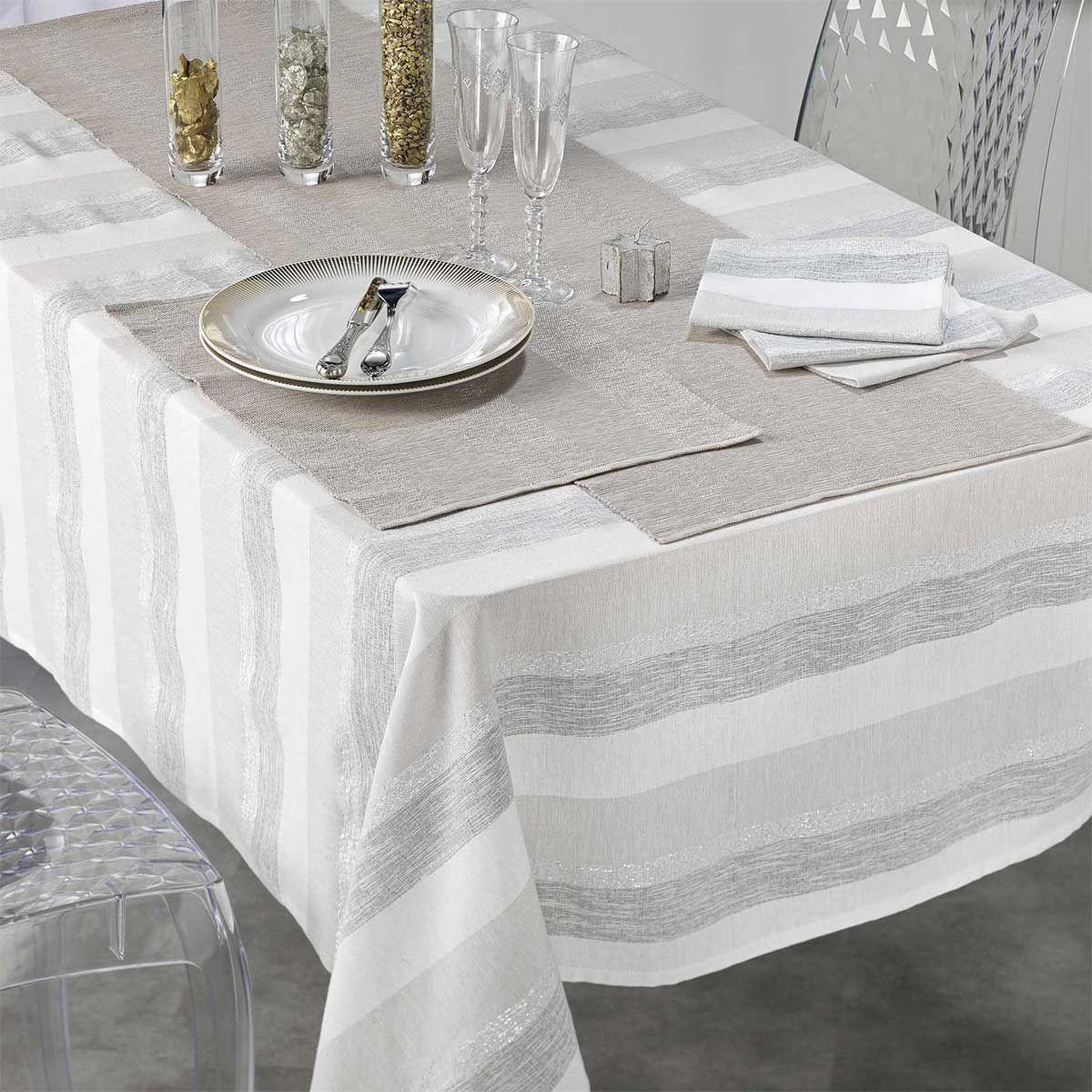 Voir la diapositive 3 : Douceur d'Intérieur Lot de 3 serviettes de table  eldora  40x40cm naturel