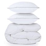 ID MARKET Couette 240x260 CM AELA en plume d'oie anti acarien 500 gr + 2 oreillers