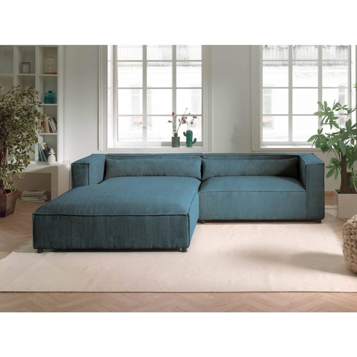 LISA DESIGN Ela - canapé d'angle gauche 4 places - en velours côtelé - style contemporain