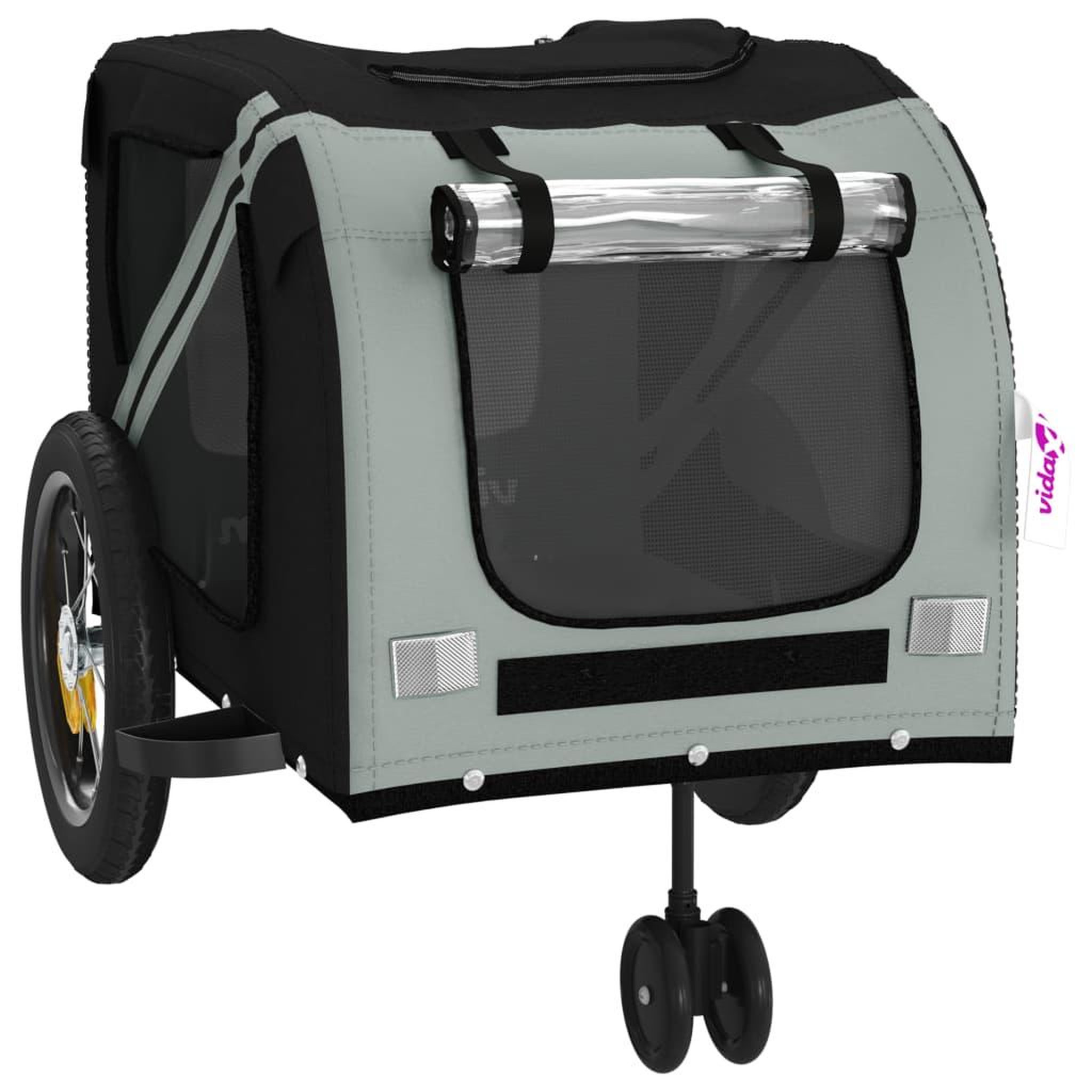 Voir la diapositive 5 : VIDAXL Remorque de velo pour animaux de compagnie gris et noir