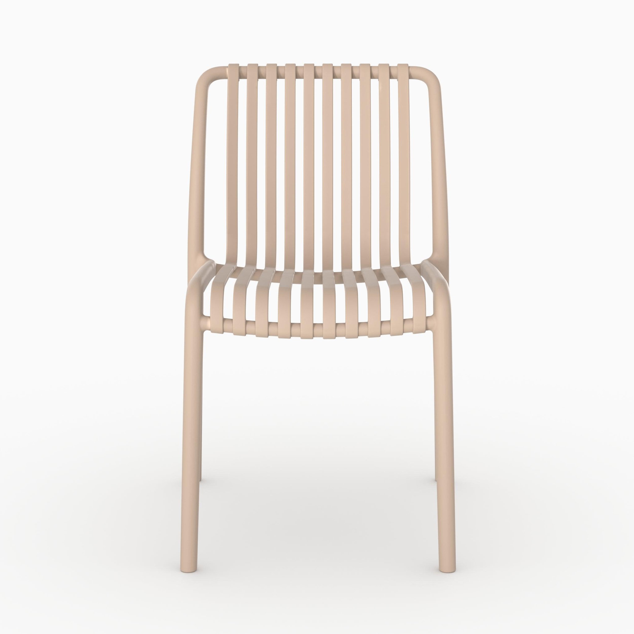 Voir la diapositive 3 : MAISON PAVANE Lot de 2 chaises de jardin empilables en plastique beige-duli