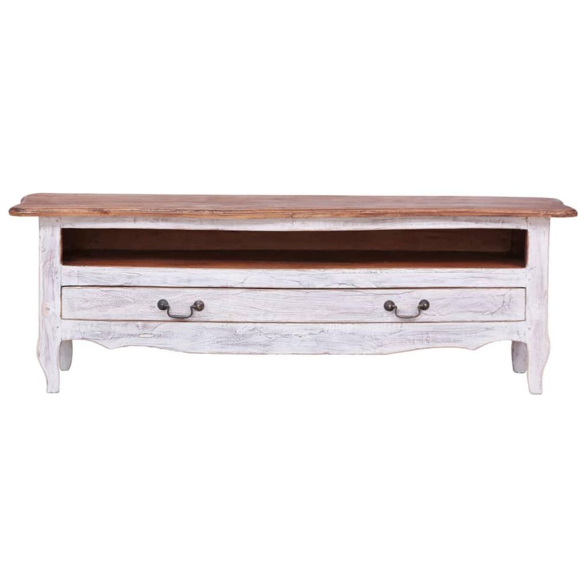 VIDAXL Meuble TV 120x30x40 cm blanc bois d'acajou massif