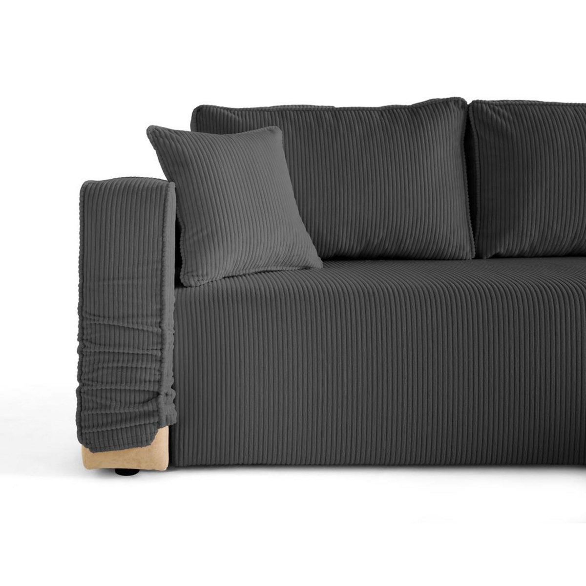 BEST MOBILIER Topaze - canapé d'angle déhoussable réversible 4 places en velours côtelé