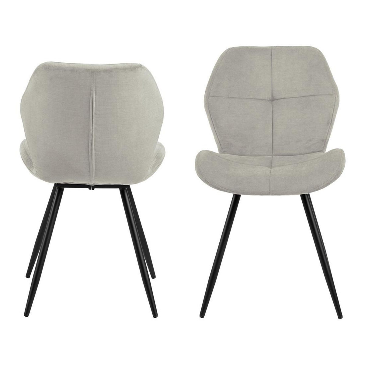 LISA DESIGN Manilla - lot de 2 chaises - en tissu microfibre - pieds en métal