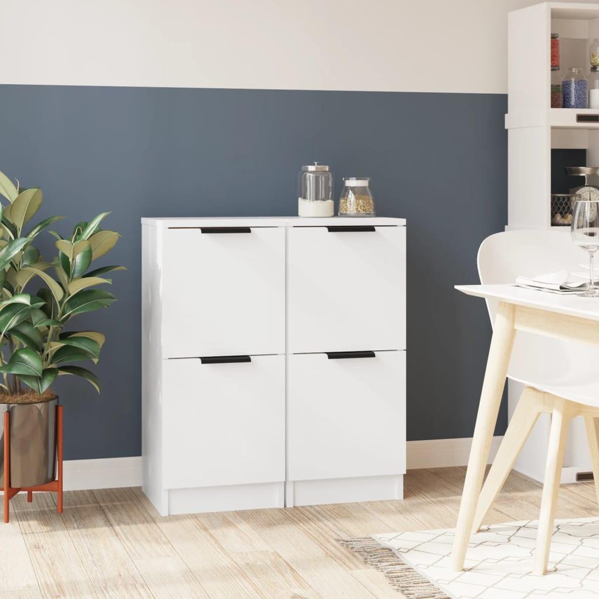 Voir la diapositive 1 : VIDAXL Buffets 2 pcs blanc 30x30x70 cm bois d'ingenierie