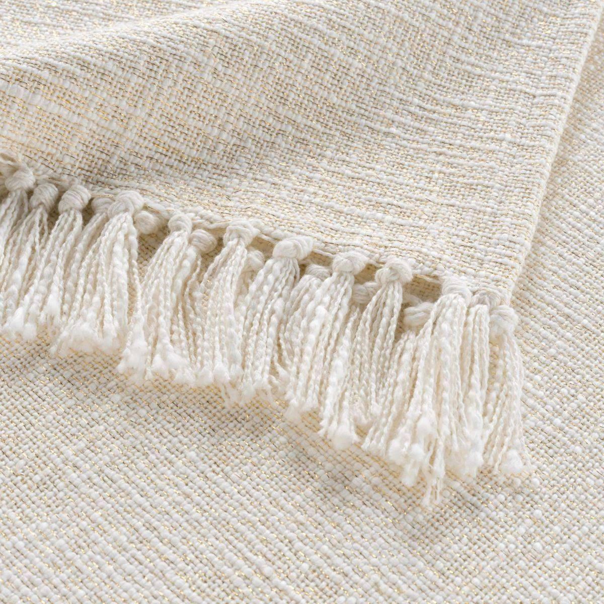 Voir la diapositive 2 : Douceur d'Intérieur Plaid uni à franges  ziggy  125x150cm naturel