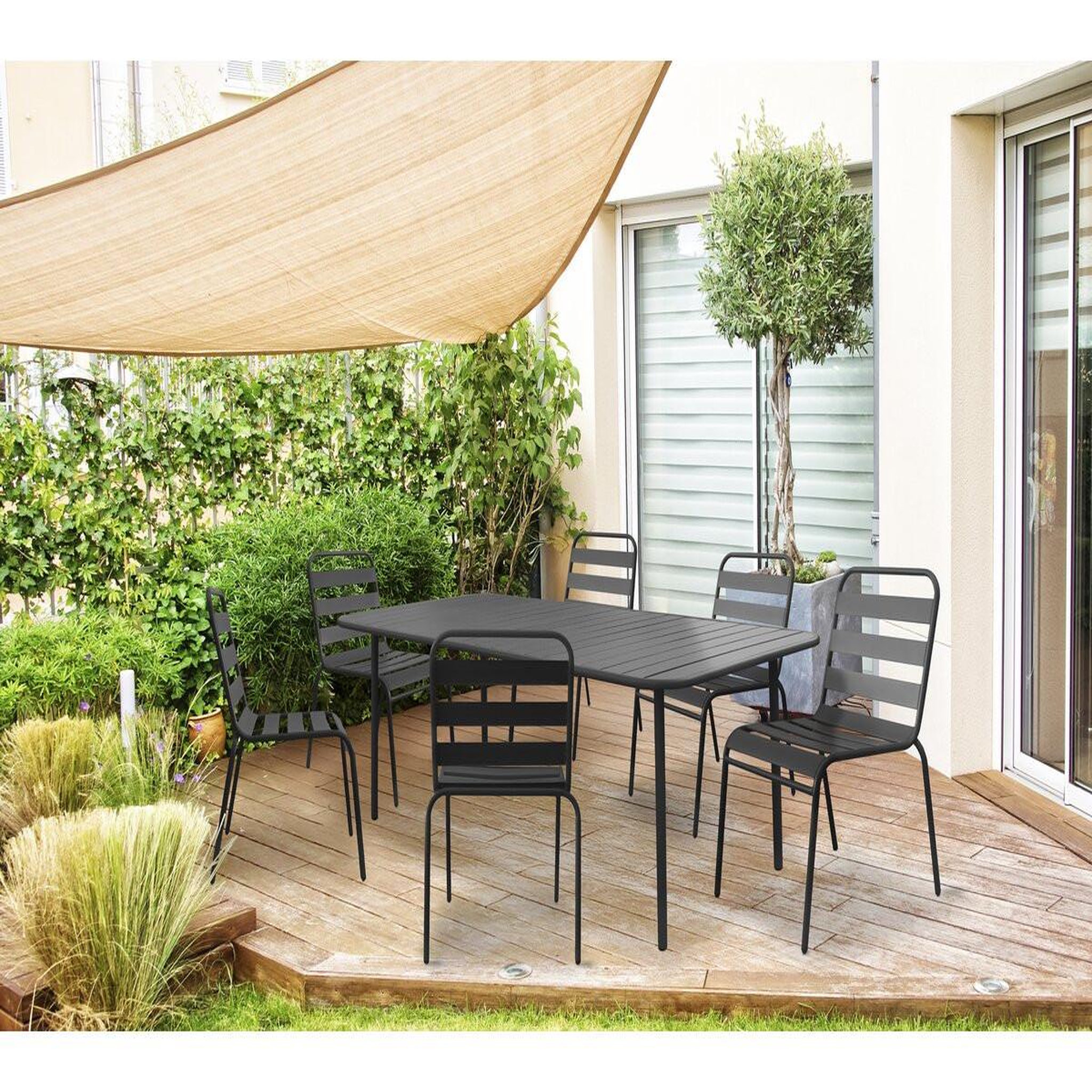Voir la diapositive 2 : Habitat et Jardin Table jardin en métal  bilbao  - 180 x 90 x 71 cm - gris