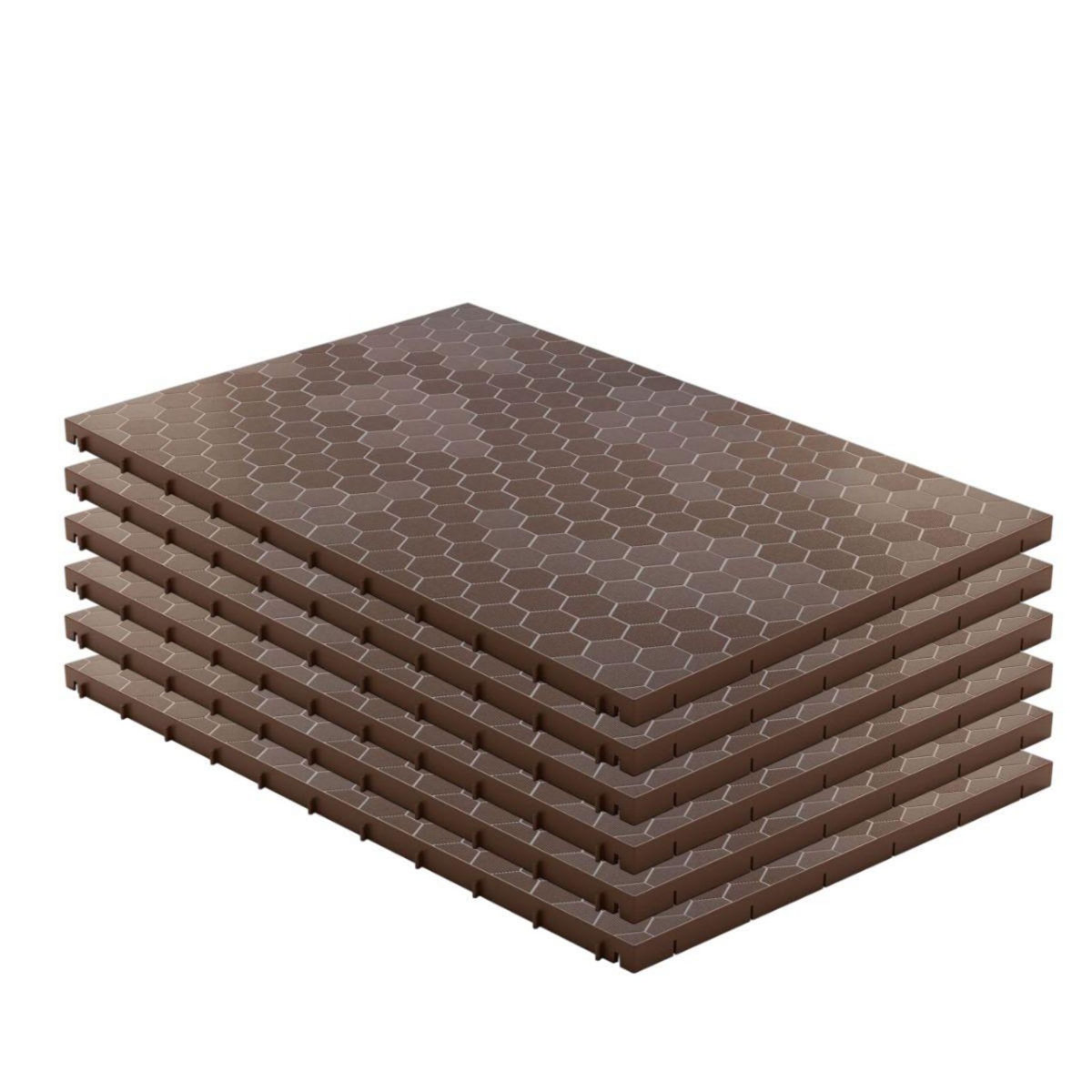 INTEC Lot de 6 Dalles de sol Clipsables Marron Taupe 116x76x3cm Polypropylène Revêtement de Sol Modulable 4.61m2 INTEC