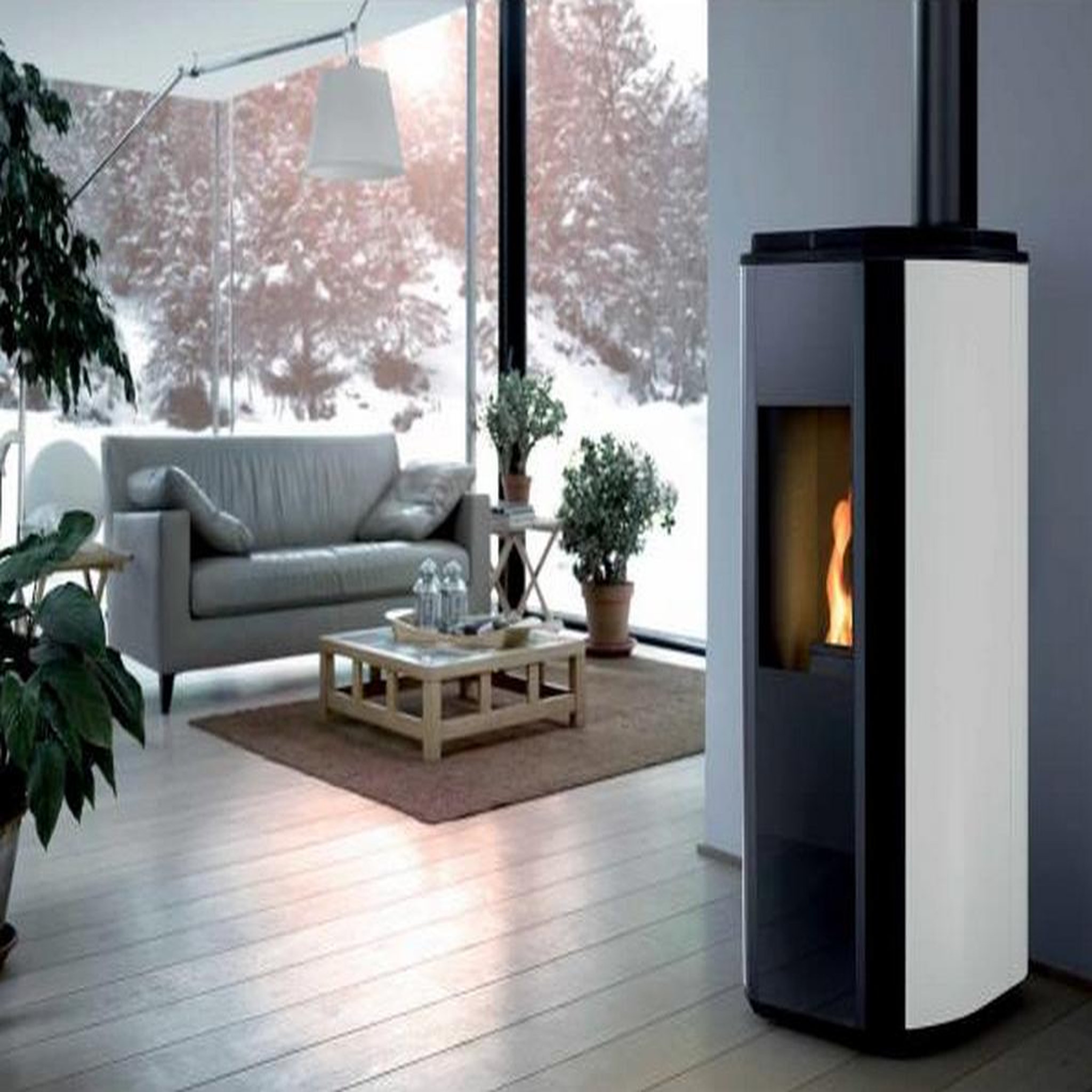 Voir la diapositive 3 : Supra Poêle à granulés de bois 5.5kw blanc/noir - mael5blanc