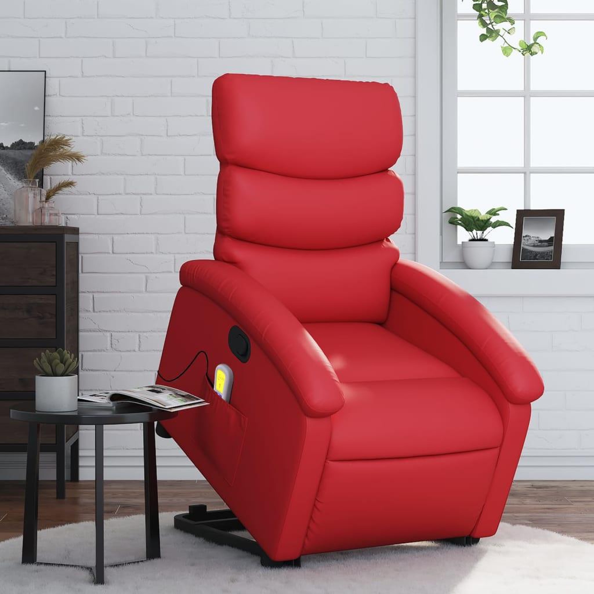 VIDAXL Fauteuil inclinable de massage Rouge Similicuir