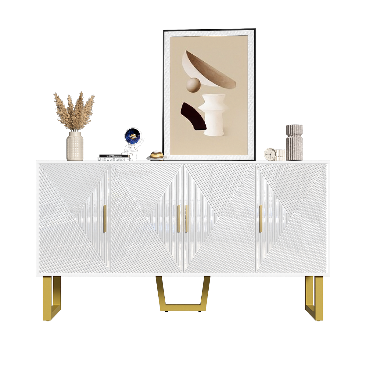 MERAX Buffet 4 porte(s) 0 tiroir(s) - 150 cm blanc mdf