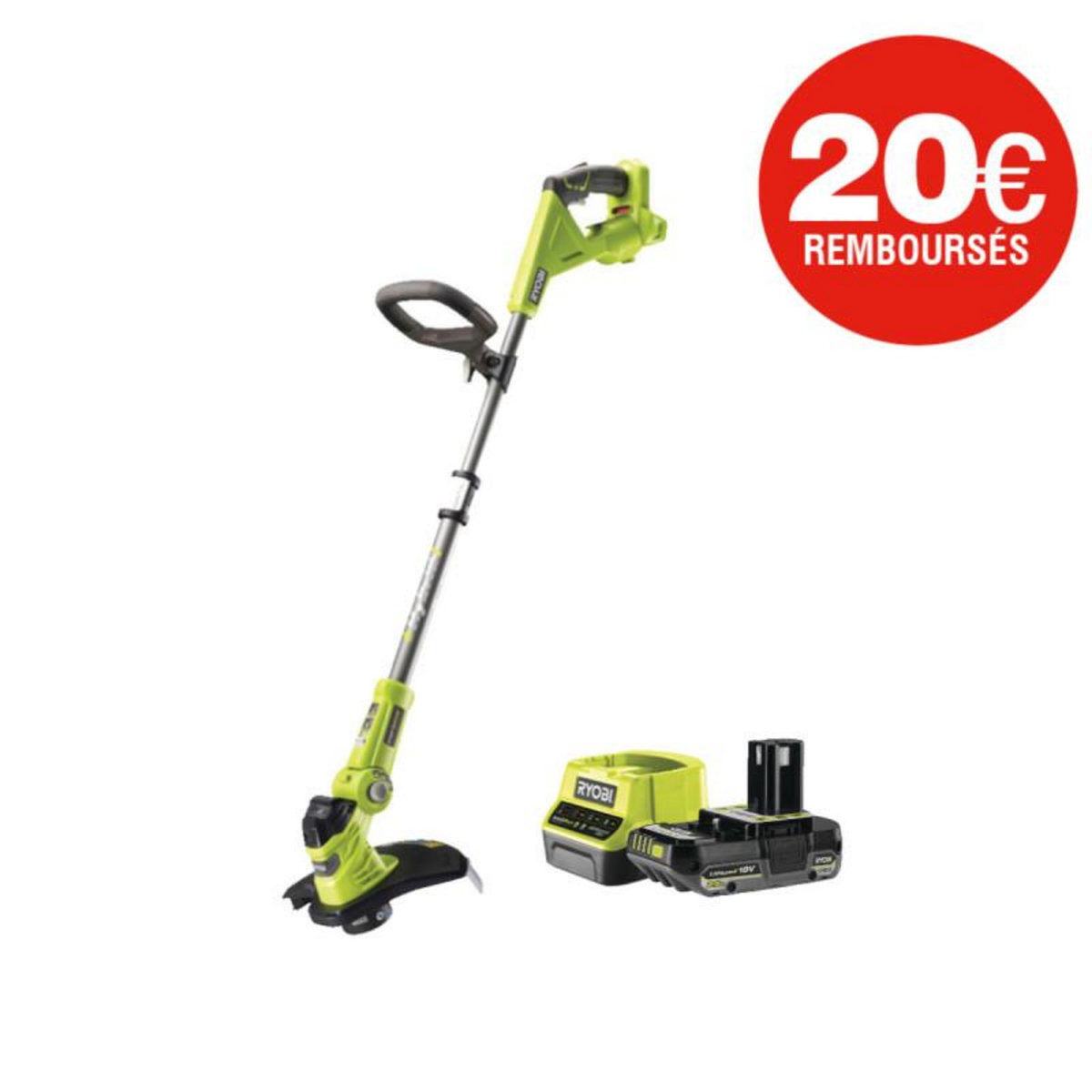 Ryobi Coupe bordures - dresse bordures hybride RYOBI 18V One+ -1 batterie 18V 2.5Ah LithiumPlus - 1 charg